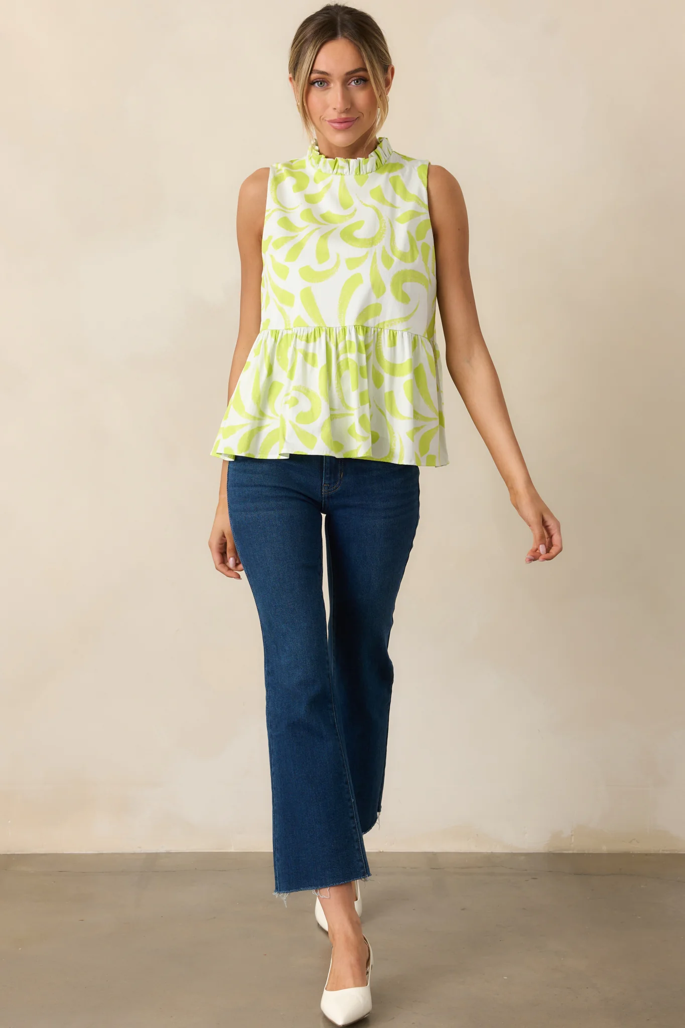 Prosperina Penelope Multi Print Cotton Peplum Top