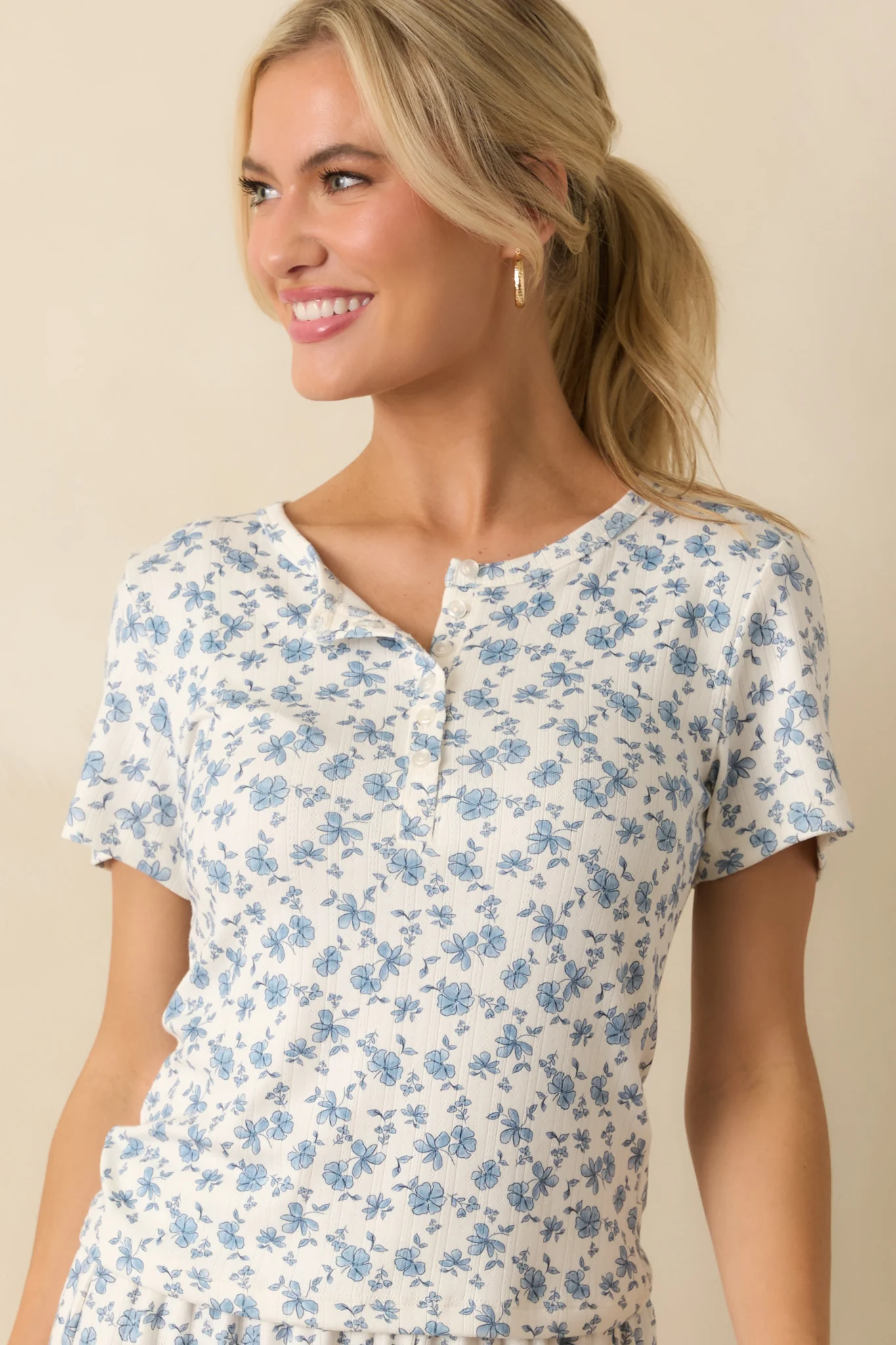 Z Supply Blue Faye Ditsy Floral Top