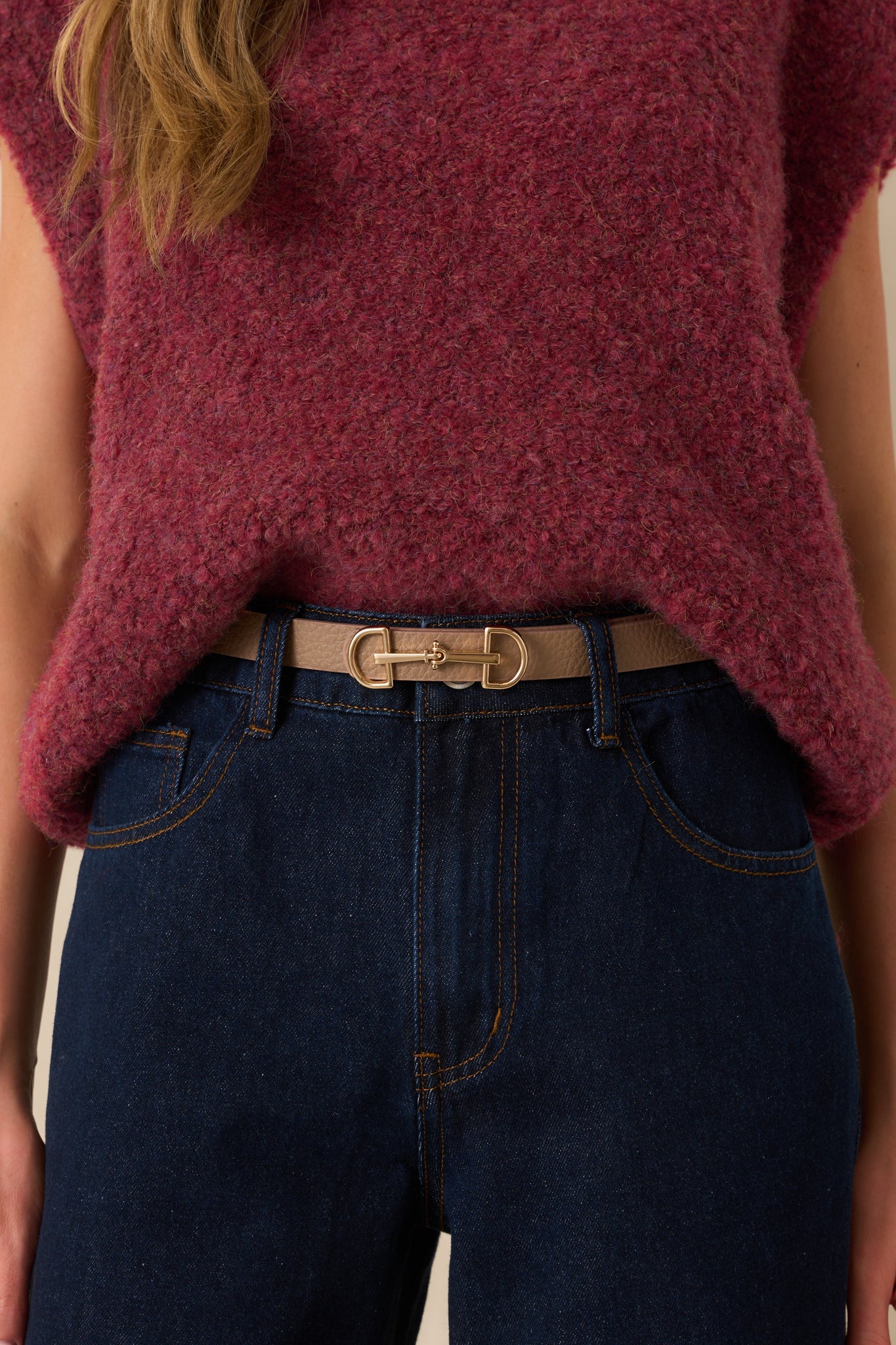 Endless Charm Tan Textured Faux Leather Belt