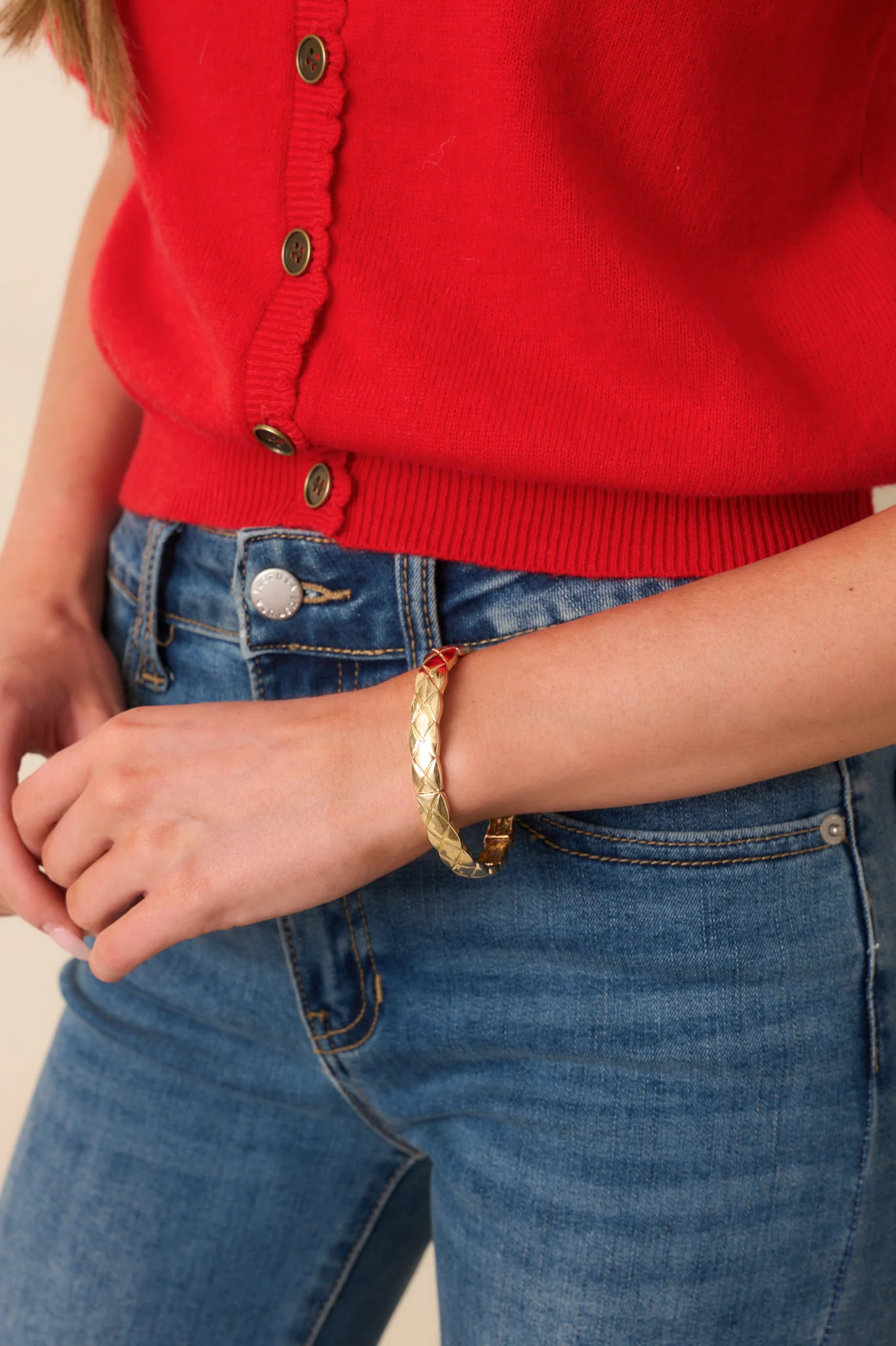 In Good Taste Gold Criss Cross Embossed Bracelet