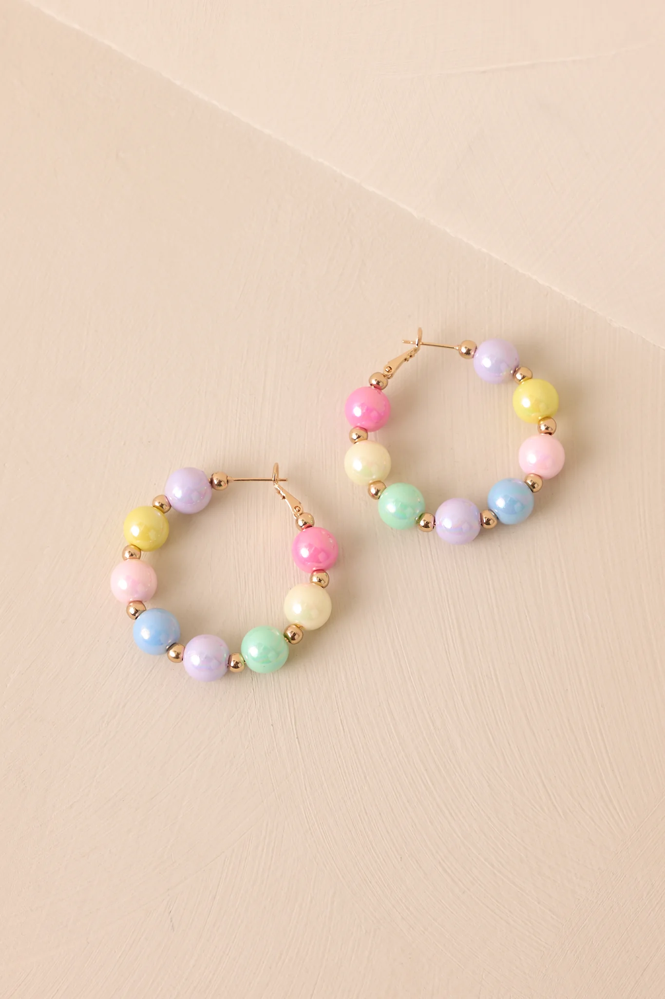 This Is My Moment Multicolor Pearlescent Bead Hoop Earrings