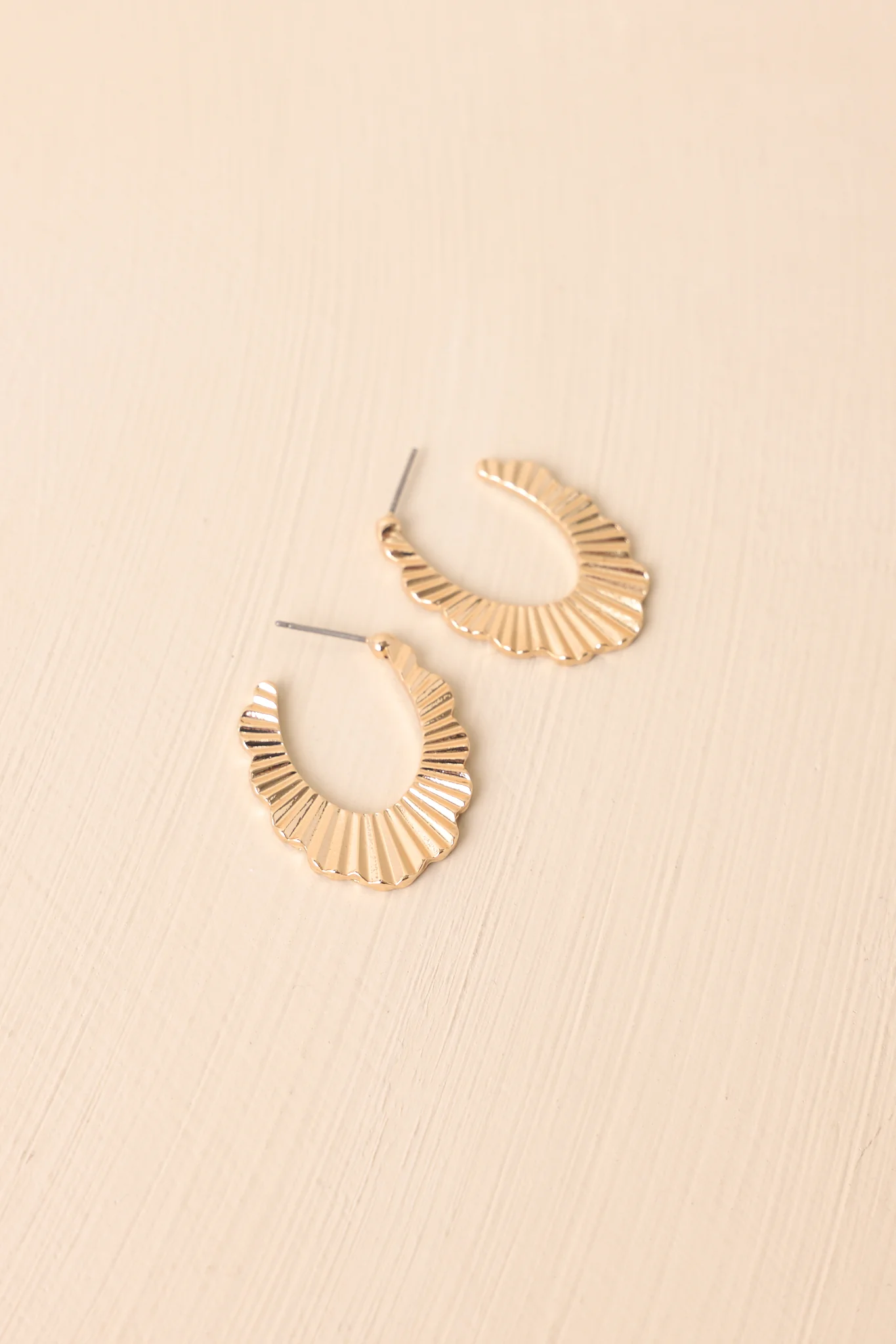 Give Me More Gold Textured Incomplete Hoop Earrings