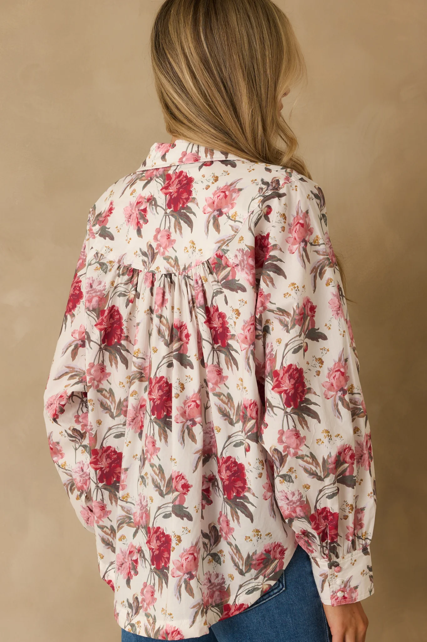 Exactly The Vibe Pink Multi Floral Print Cotton Button Front Top