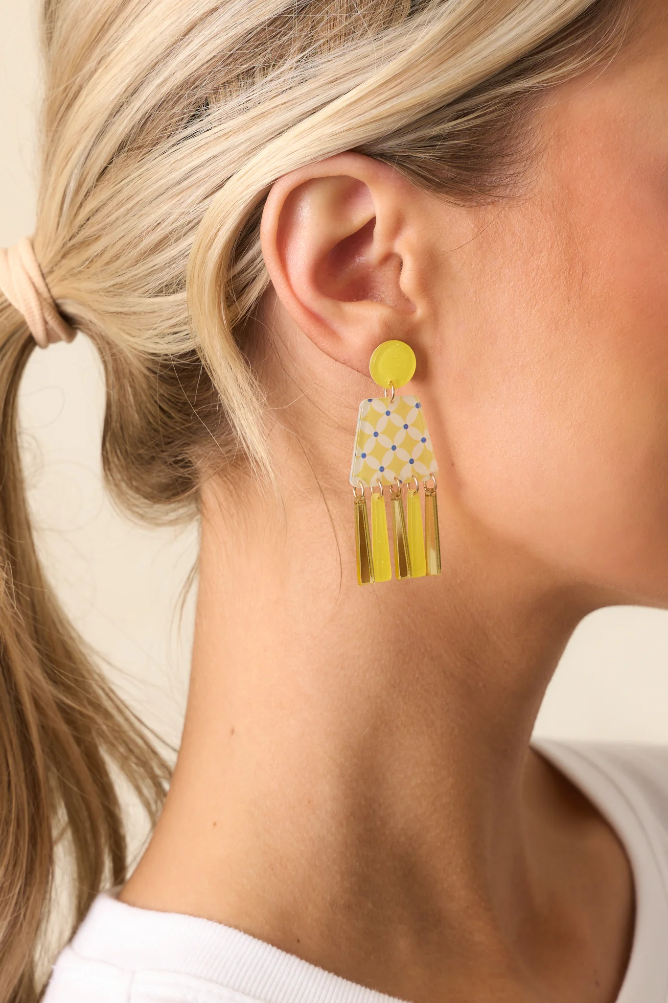 Make It Yours Yellow Geometric Drop Earrings