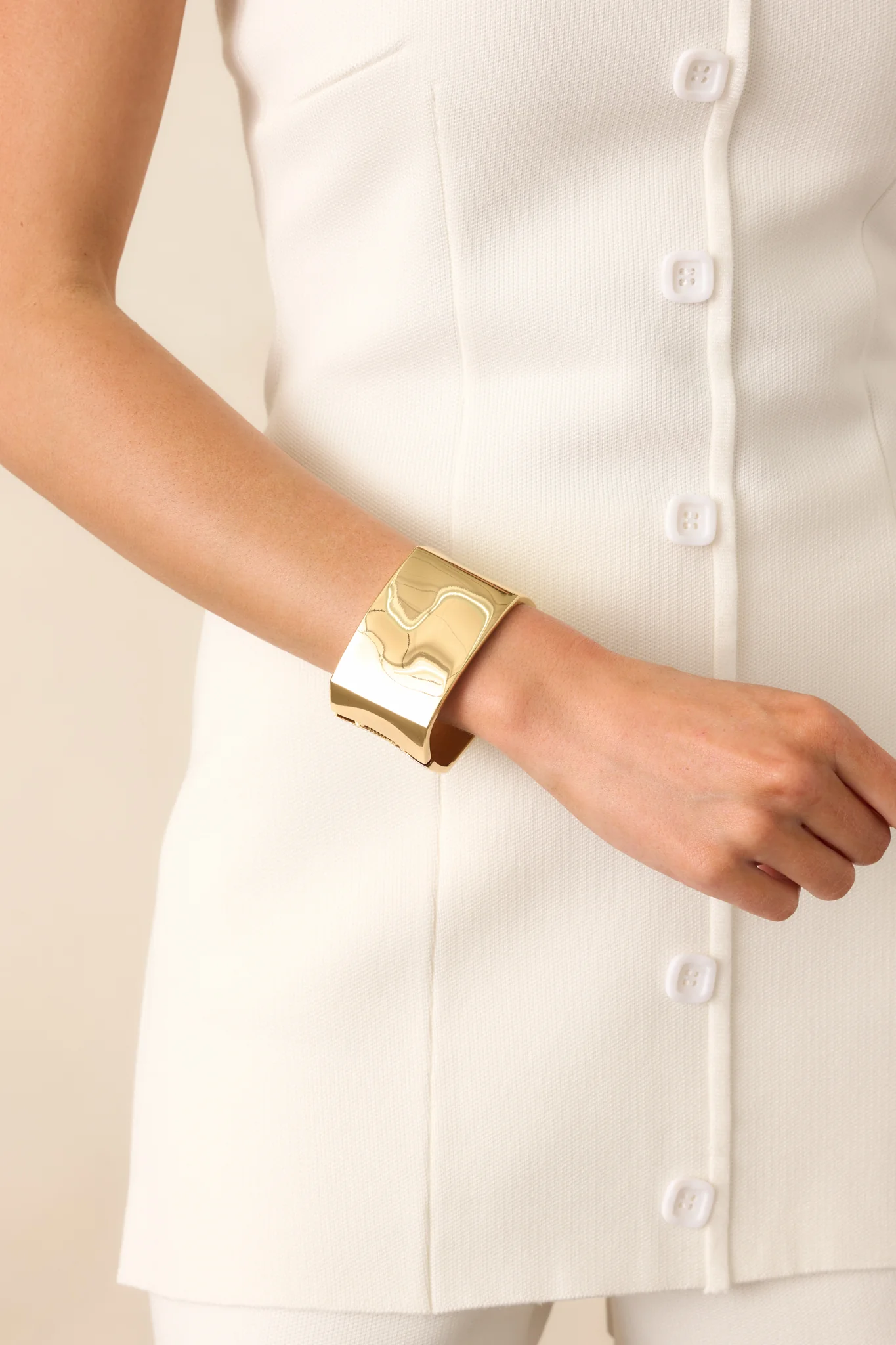 On My Schedule Gold Hinged Cuff Bracelet