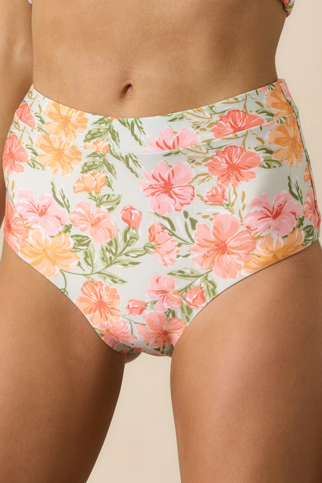 MINKPINK Lorelei Hibiscus Pink Floral High Bikini Bottoms