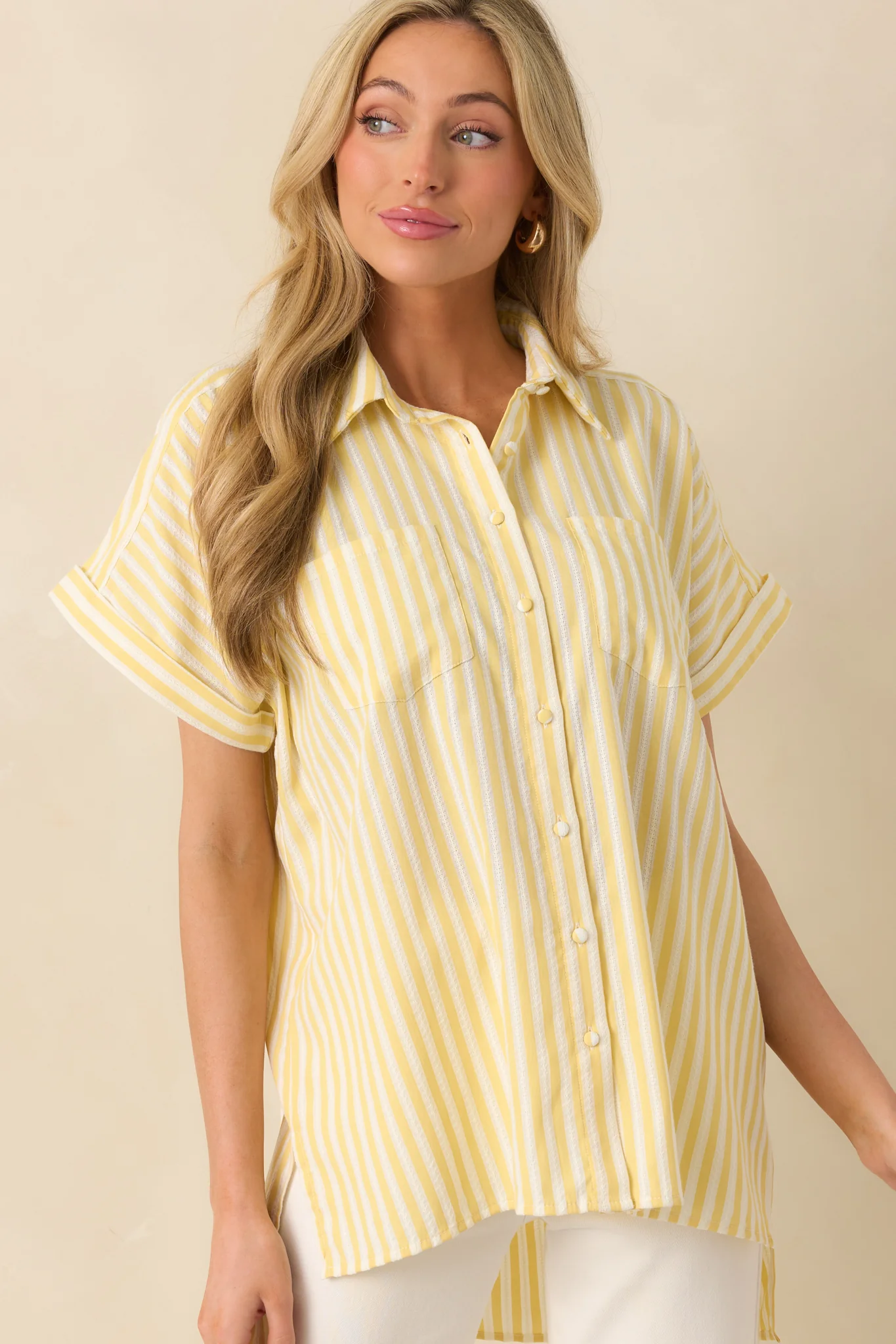 Prosperina Brooke Lemonade Yellow Stripe Cotton Top