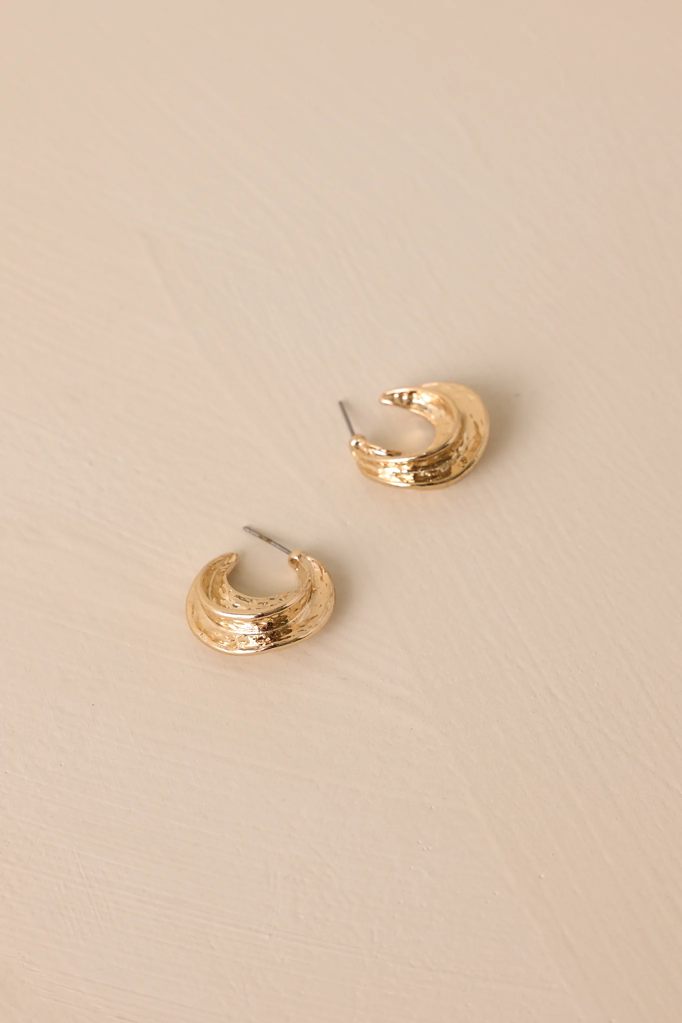 Lustrous Twist Gold Textured Hoop Earrings