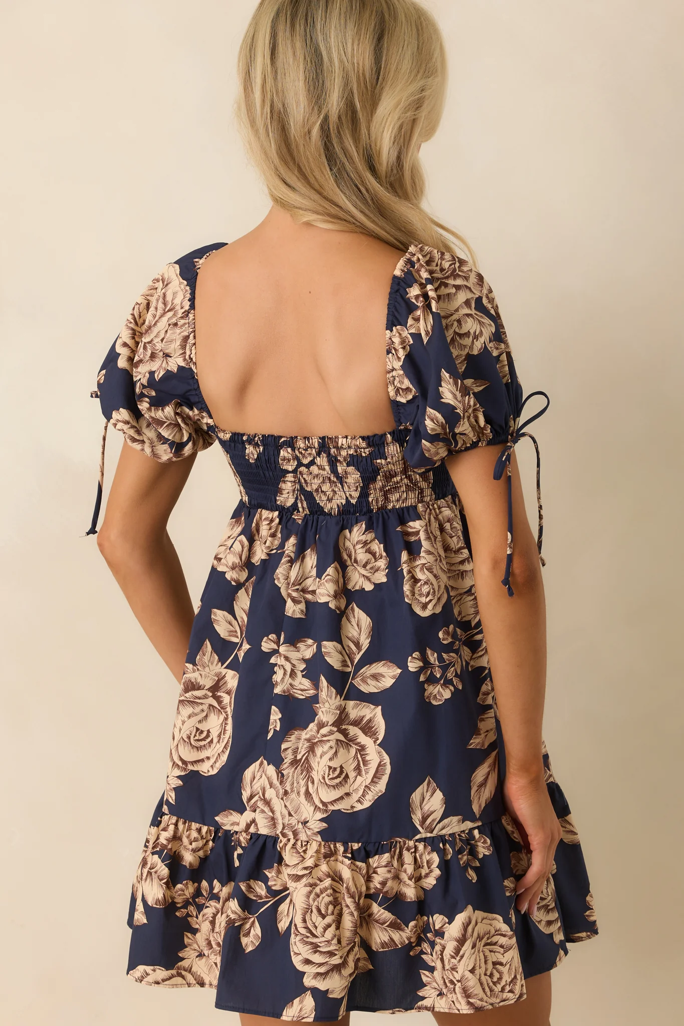 Only Just Begun Navy Multi Floral Print Cotton Mini Dress