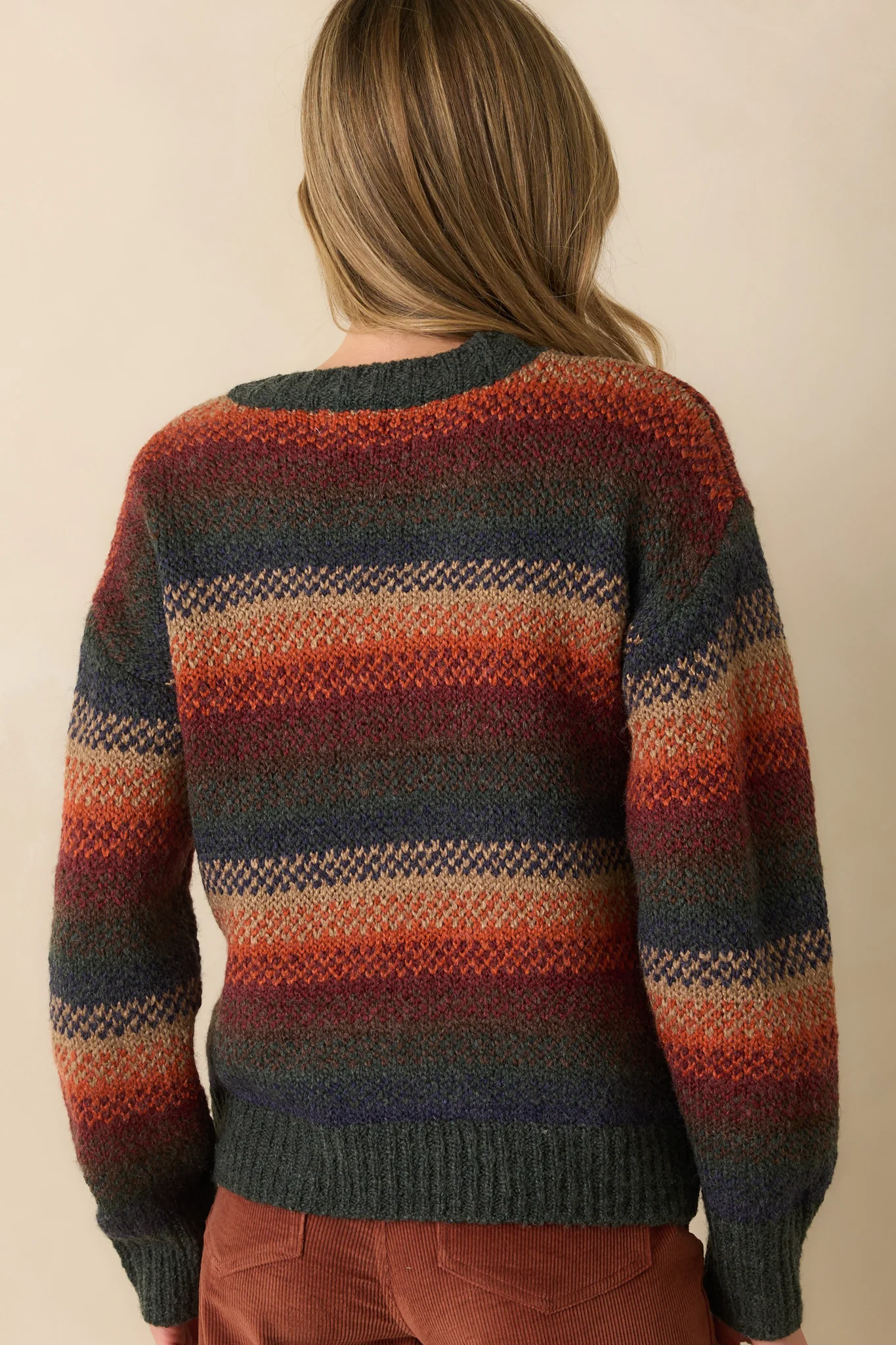 Rust Multi Stripe Knit Sweater