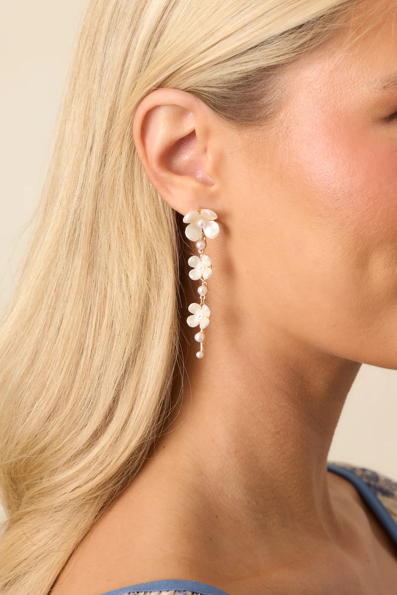 Supposed To Be Ivory Pearlescent Flower Drop Earrings