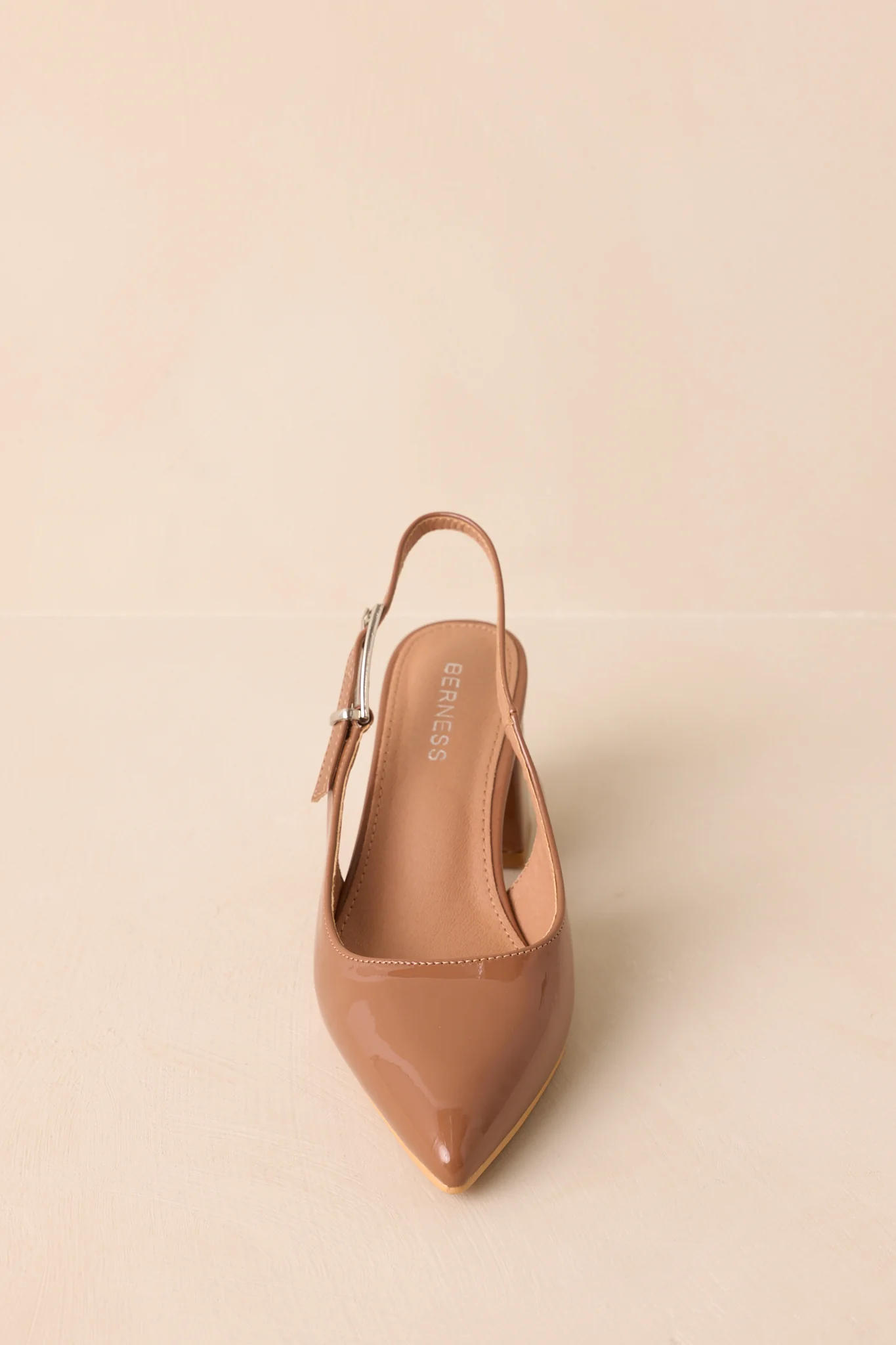 Cloud Nine Nights Camel Brown Patent Slingback Block Heels