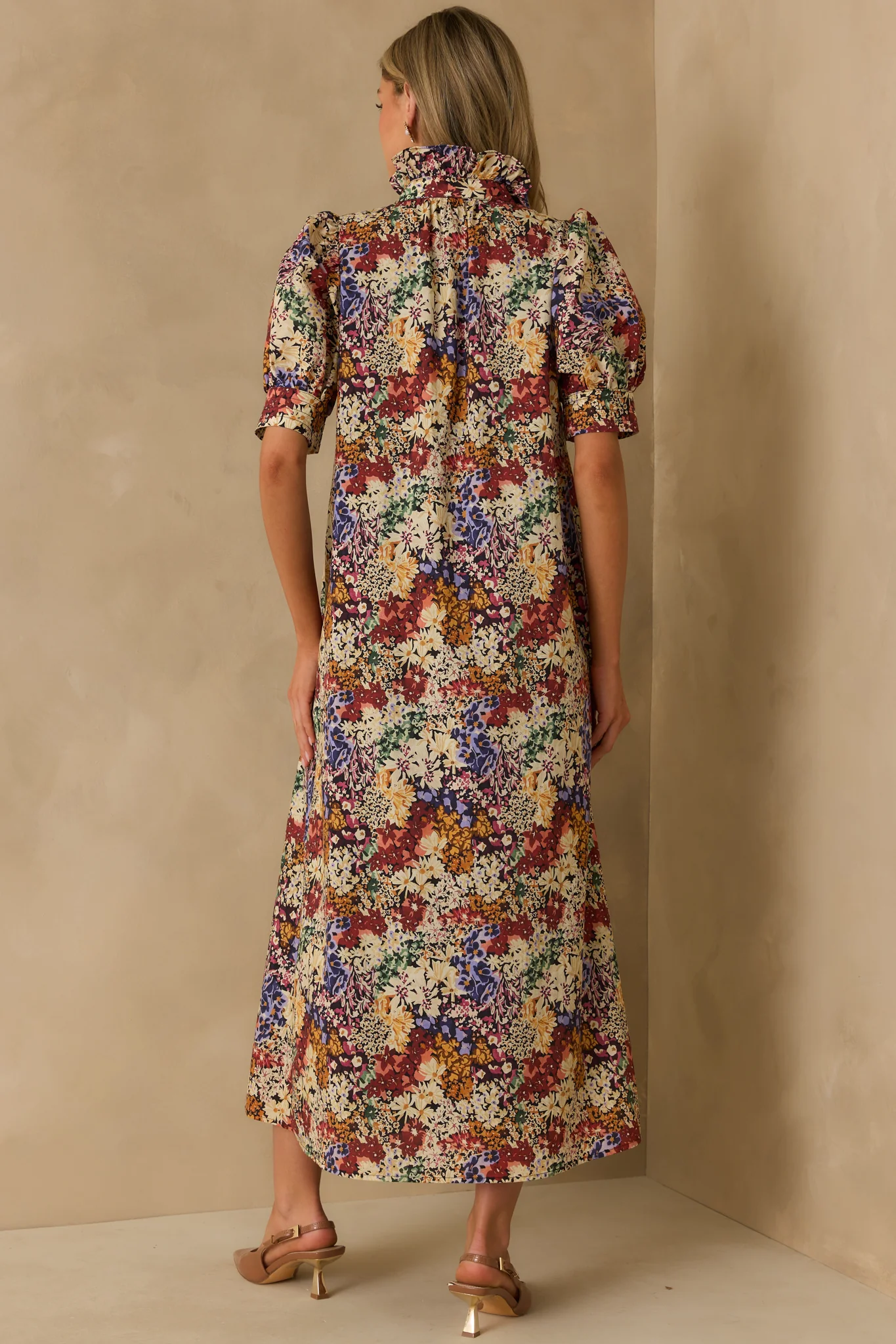 On Good Terms Ivory Multi Floral Print Cotton Maxi Dress