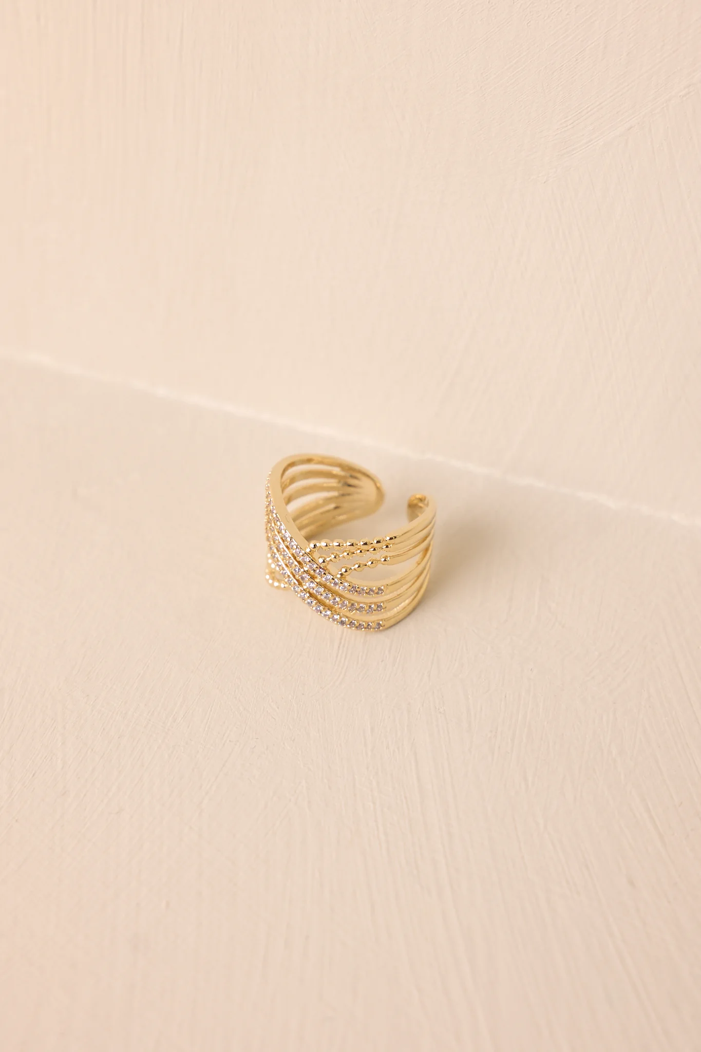 Solace of the Unseen Gold & Rhinestone Ring
