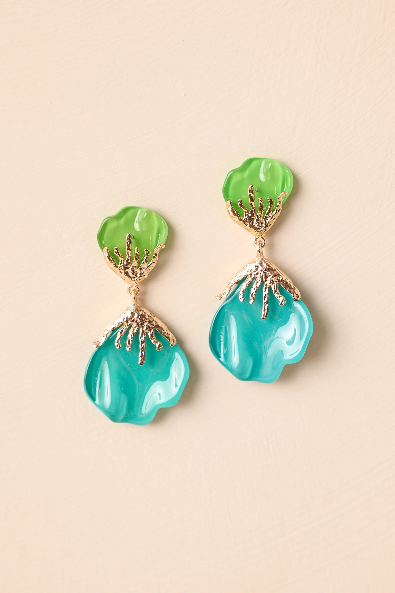 Wildflower Muse Teal Green Flower Petal Drop Earrings