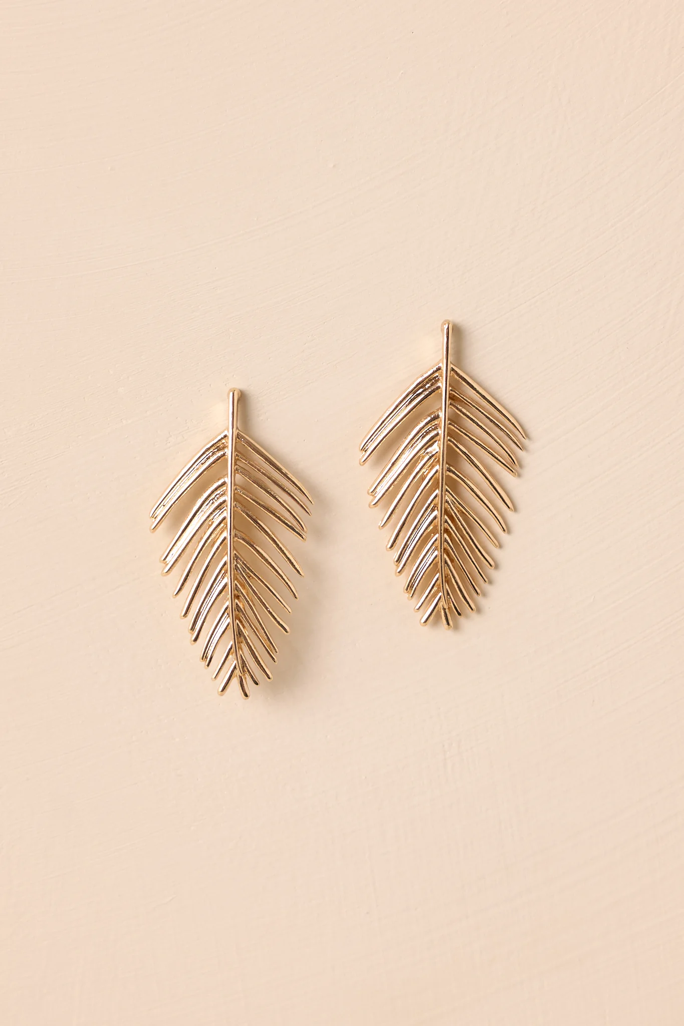 Somewhere With A Breeze Gold Palm Drop Earrings