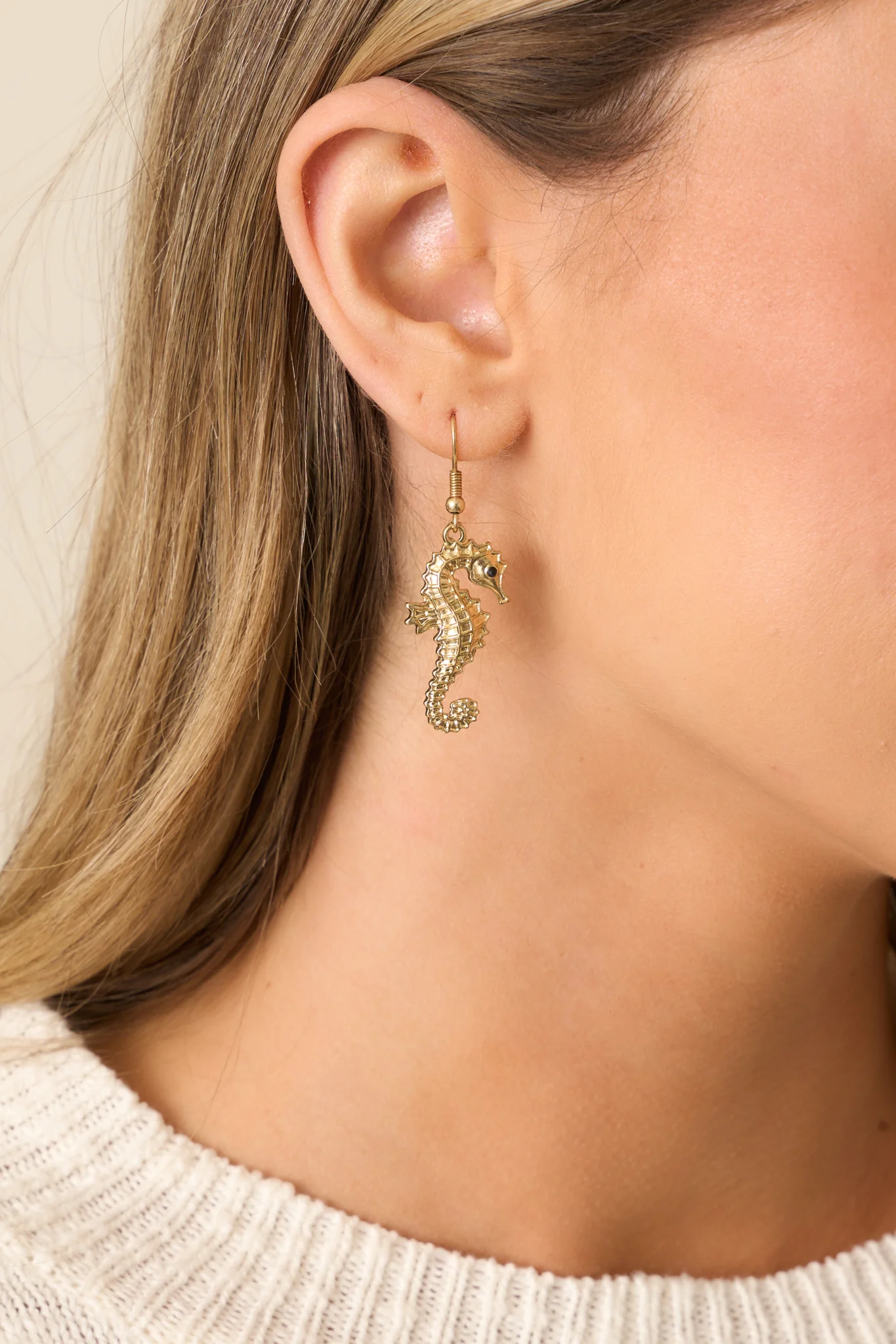 Into The Deep Gold Seahorse Earrings