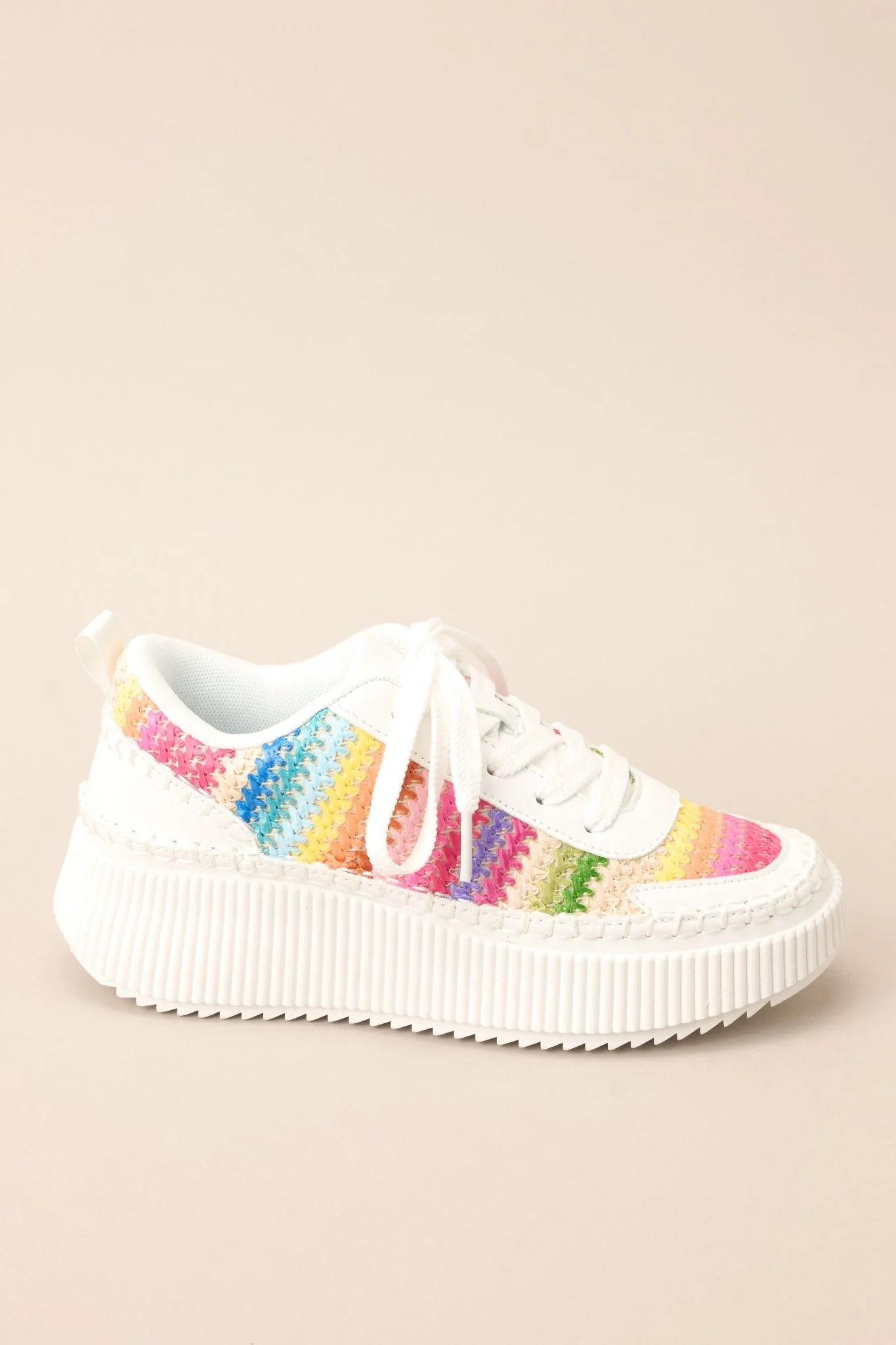 I Deserve Happiness Rainbow Knitted Platform Sneakers