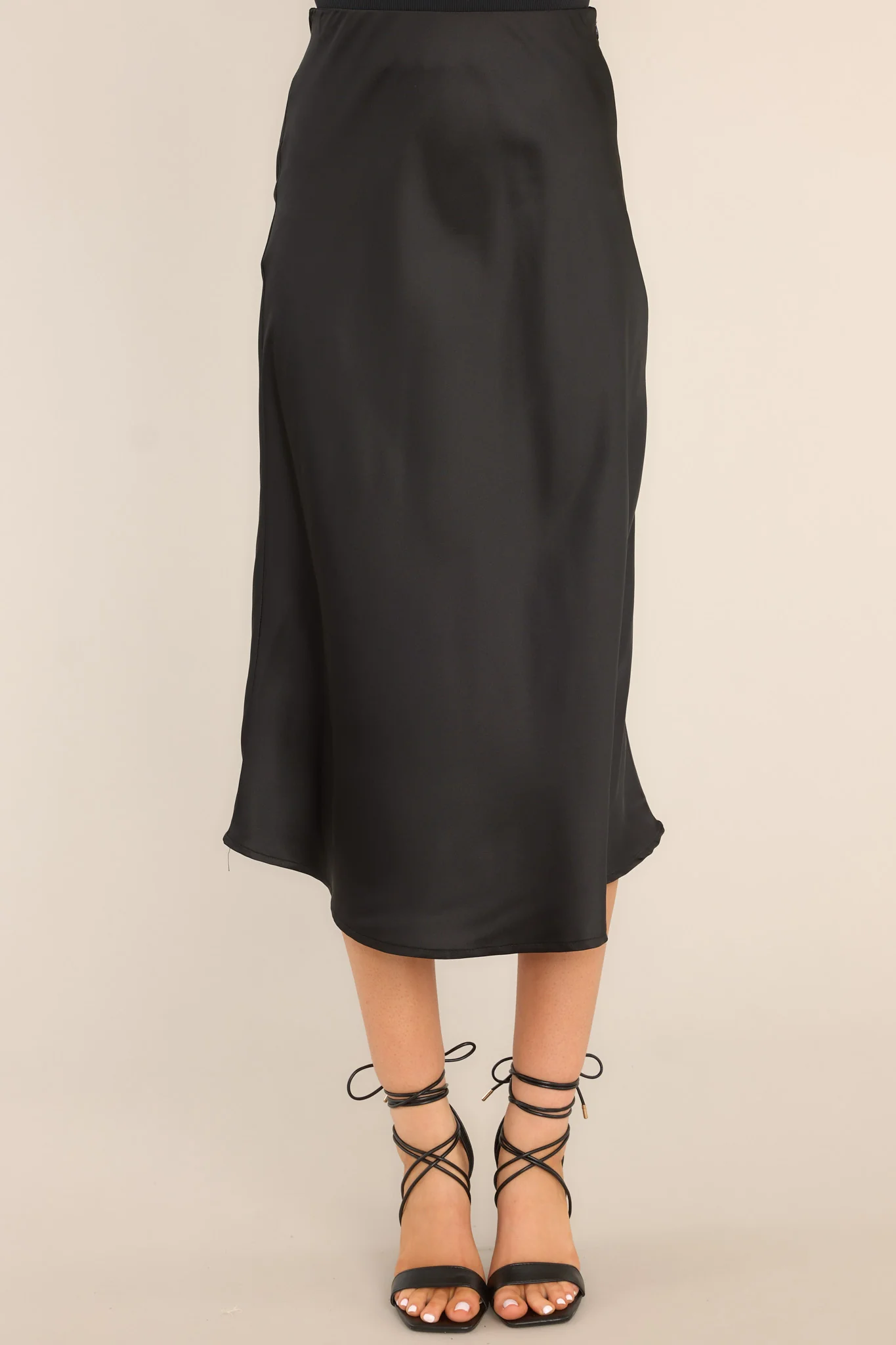 Strings Attached Black Midi Skirt