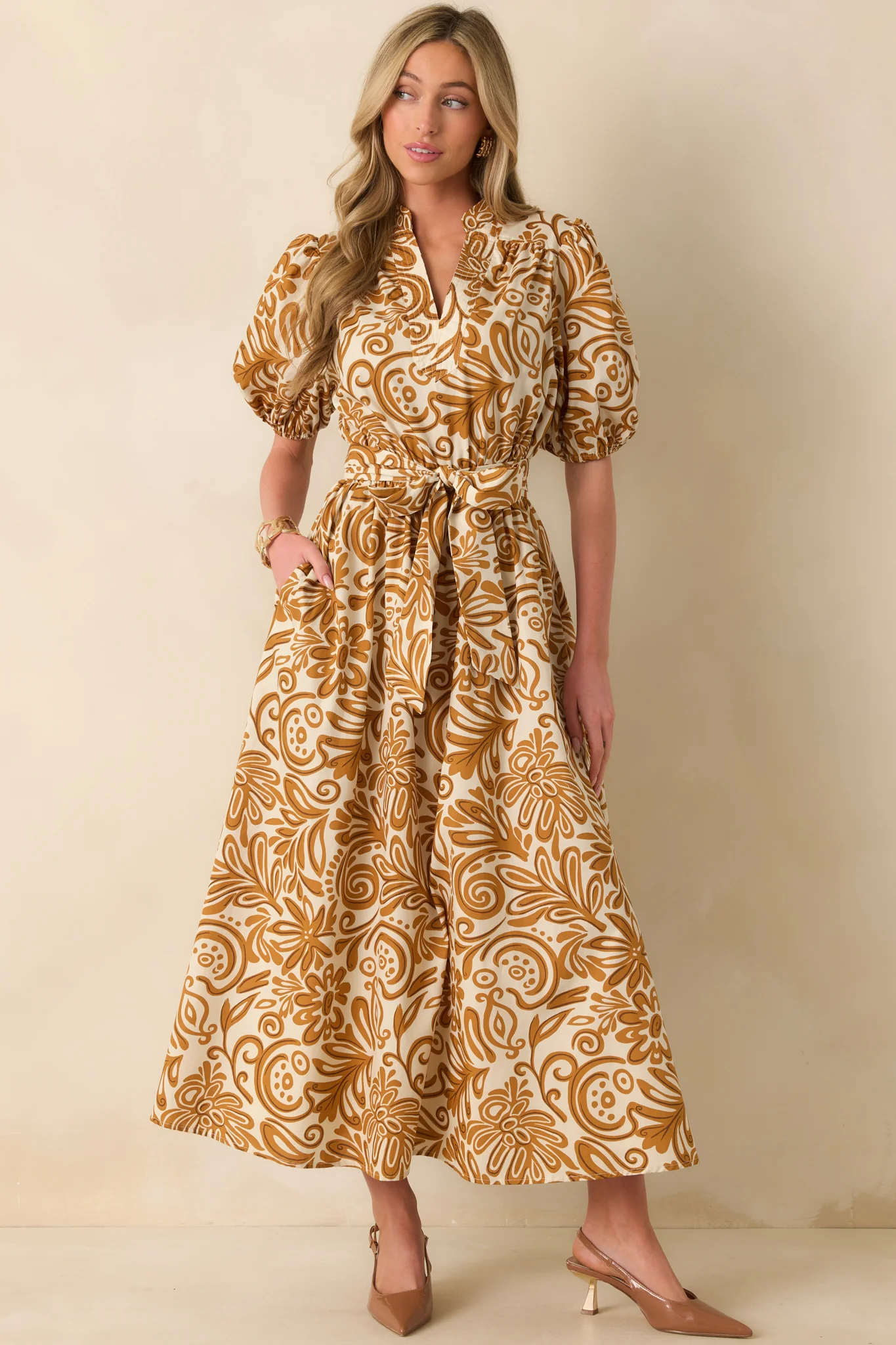 Only Getting Better Golden Yellow Multi Print Cotton Maxi Dress