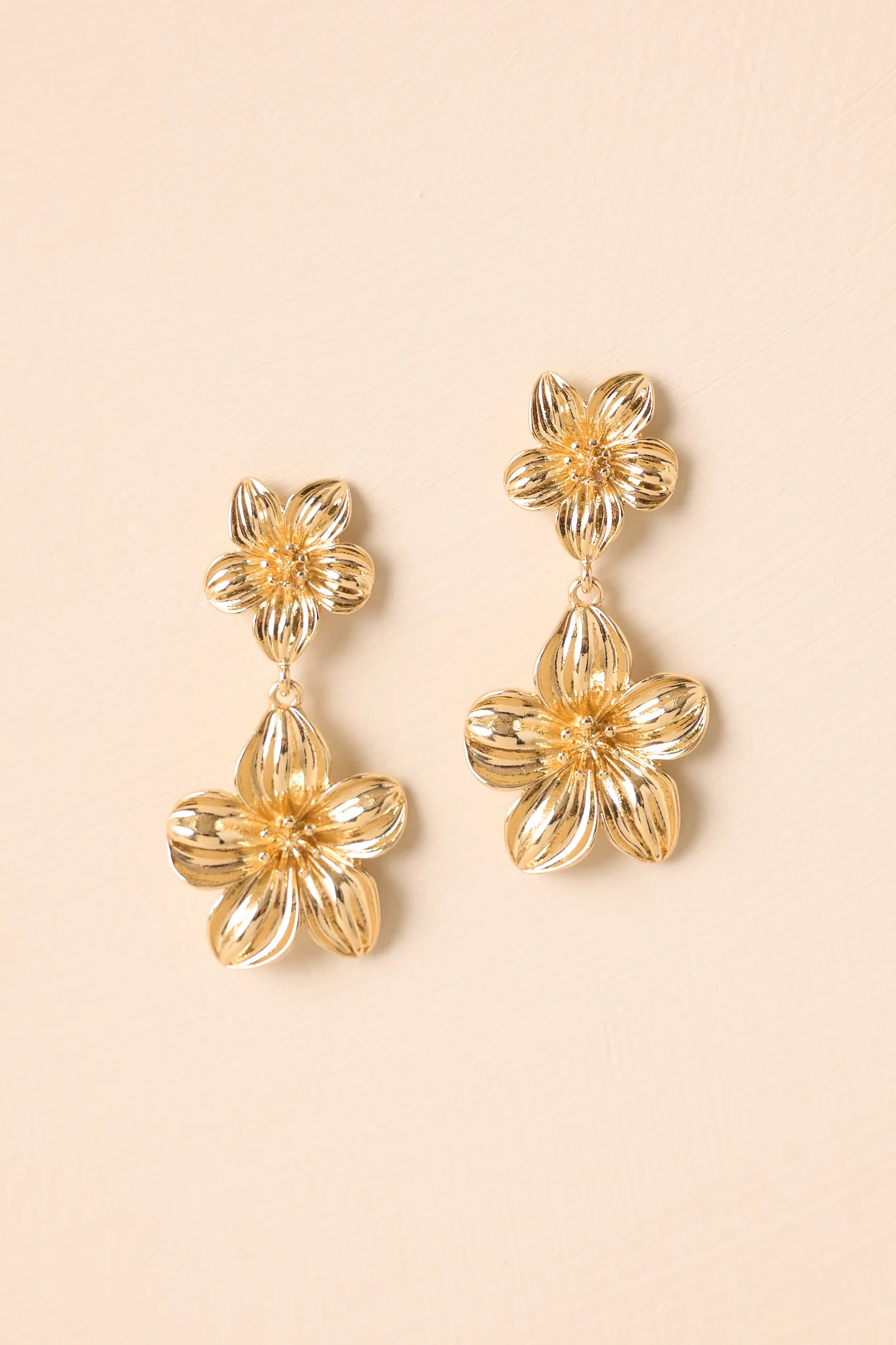 Count Your Blessings Gold Flower Drop Earrings