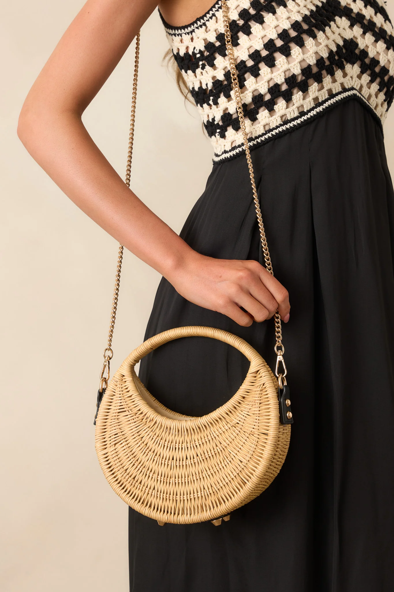 Sunsets In The Marina Natural Rattan Woven Handbag