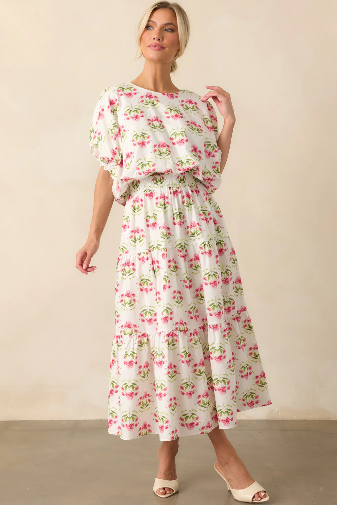 Ordinary Is Overrated Pink Floral Cotton Bubble Hem Crop Top