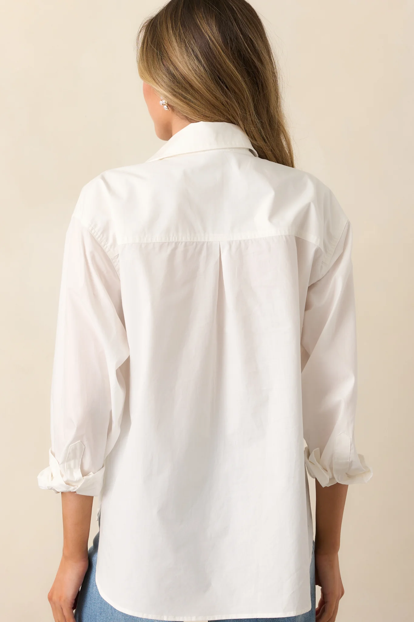 Through The Seasons White Cotton Button Front Top