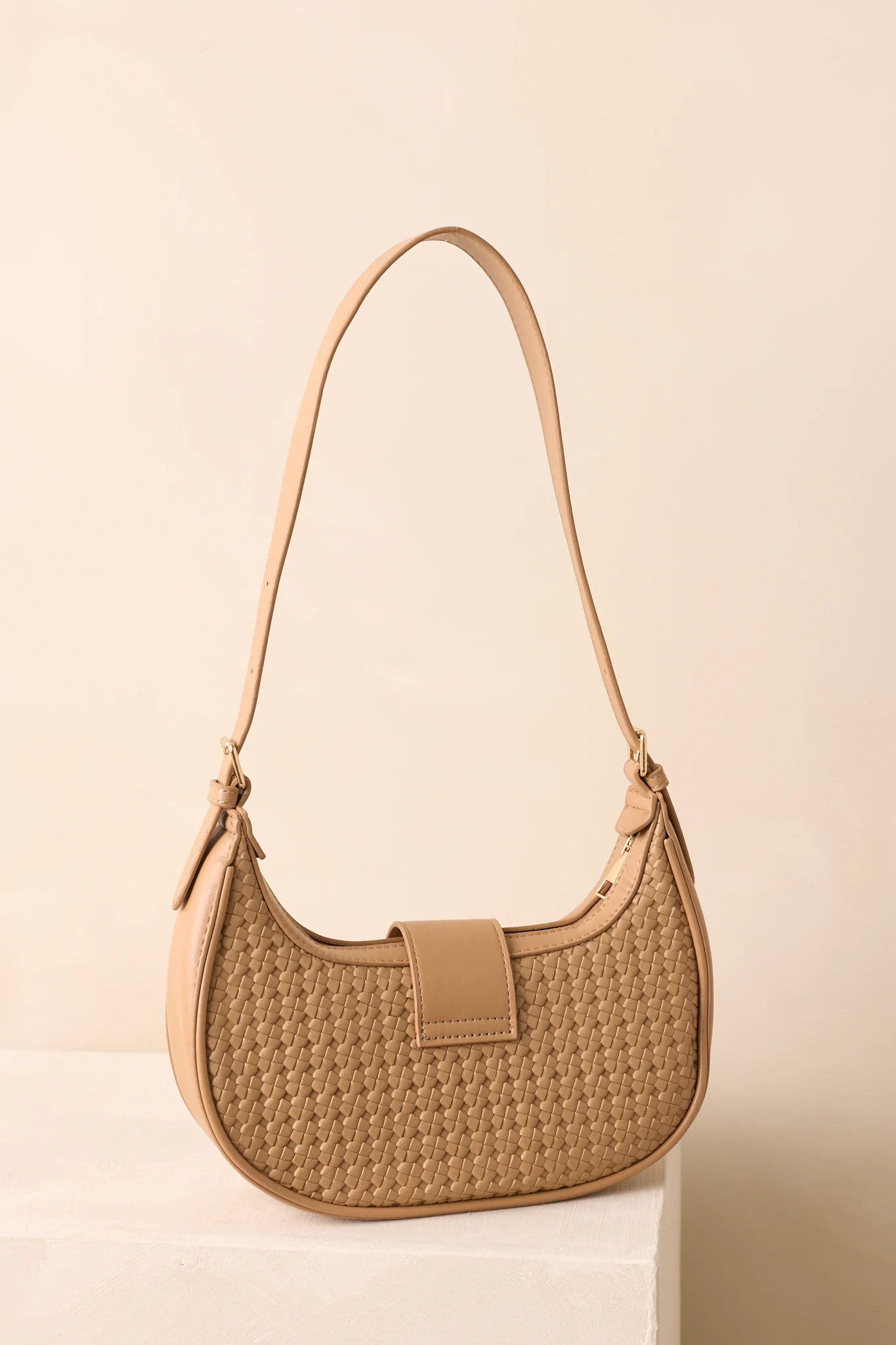 Trust Me On This One Beige Woven Faux Leather Handbag
