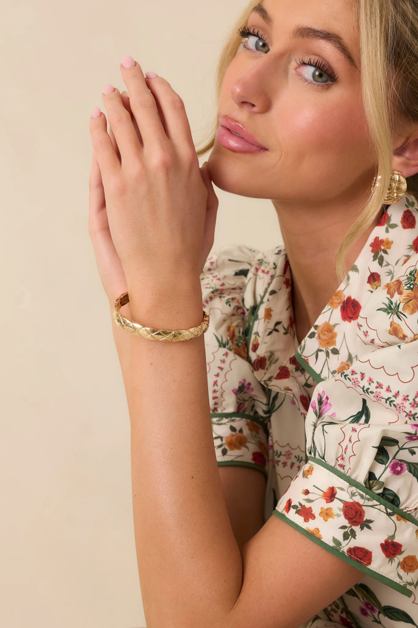 In Good Taste Gold Criss Cross Embossed Bracelet