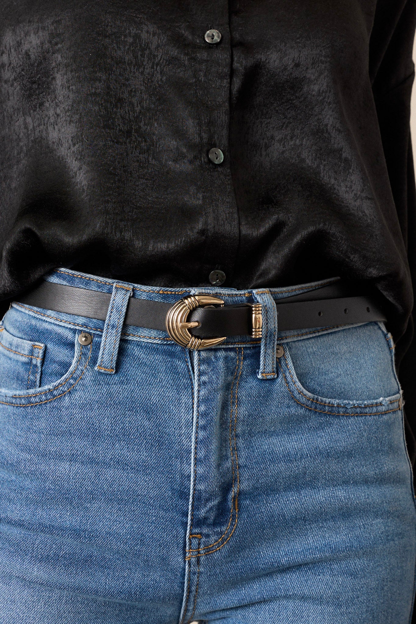 Bringing It Back Black Faux Leather Belt