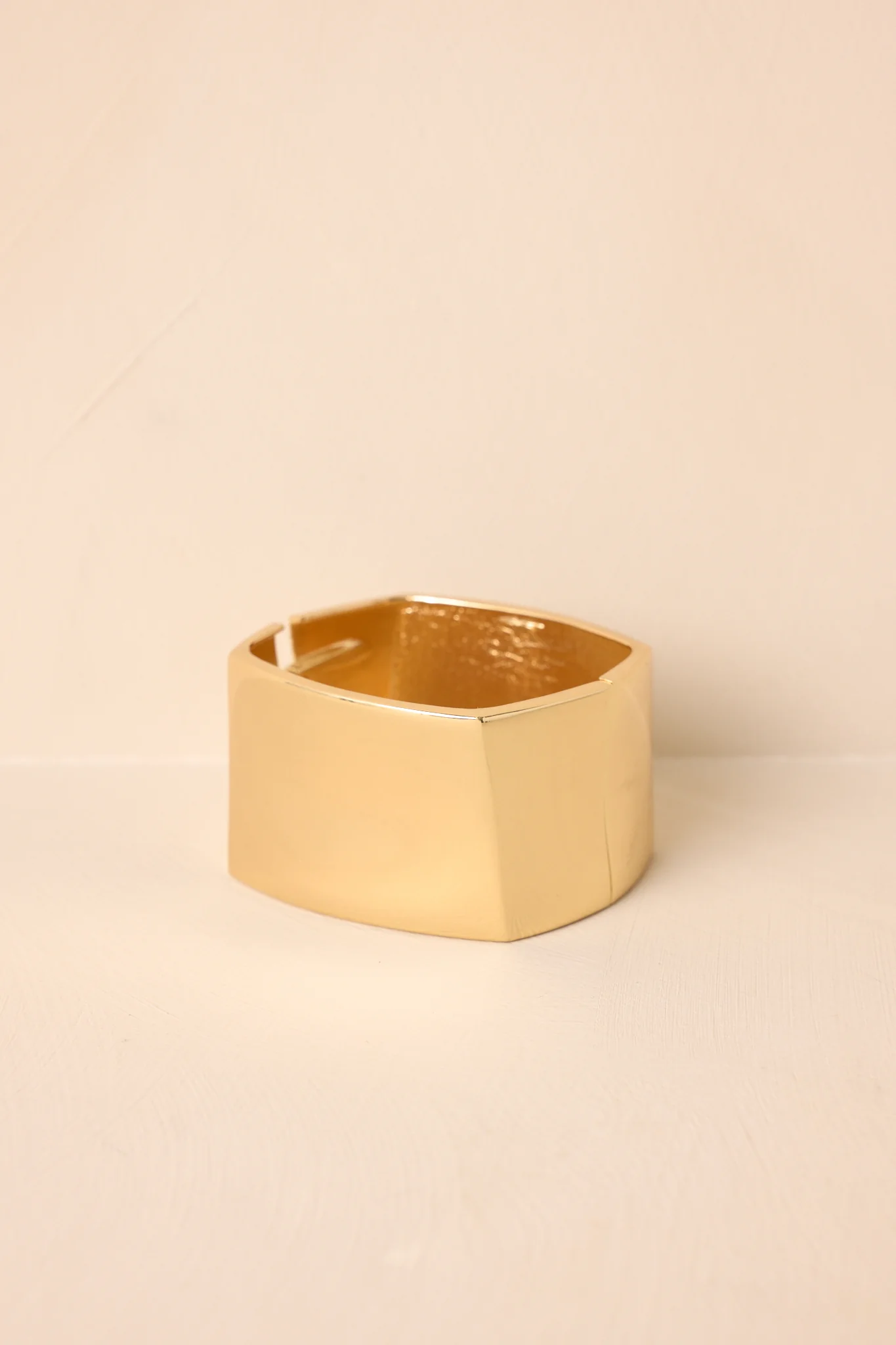 On My Schedule Gold Hinged Cuff Bracelet