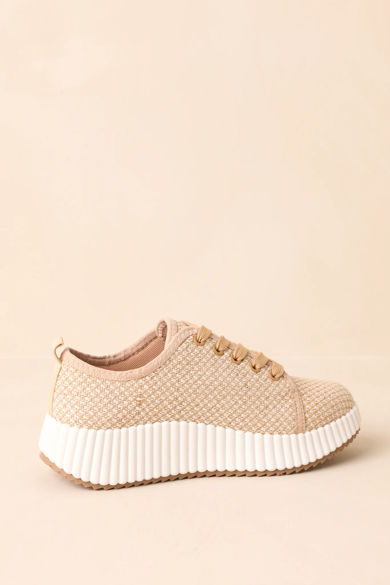 Life In The Fast Lane Tan Woven Platform Sneakers