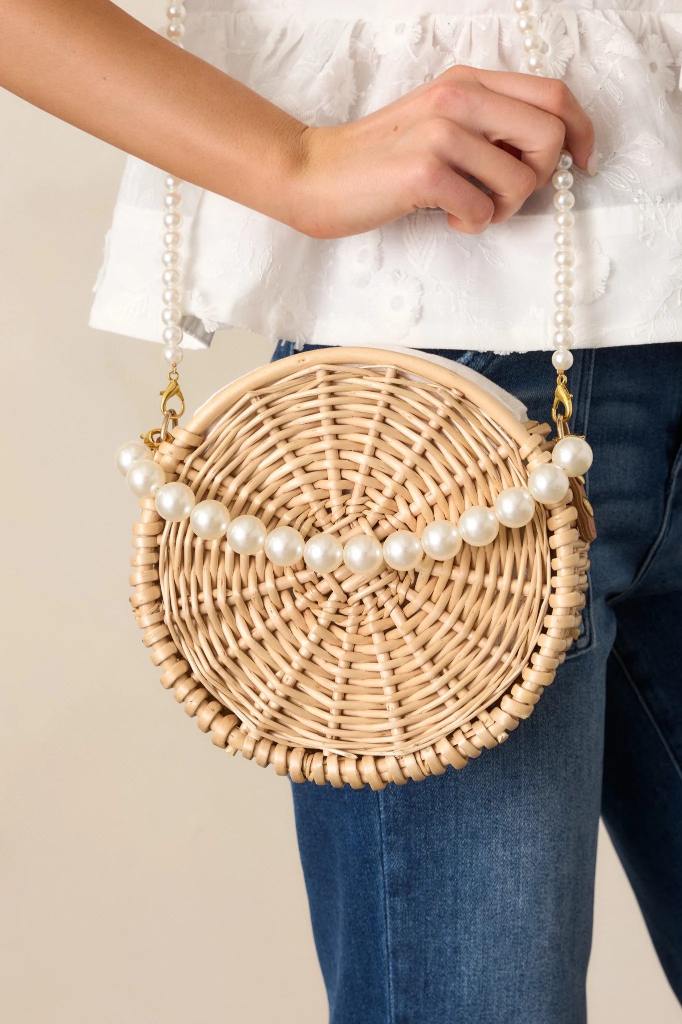Triple Take Pearl Natural Handbag