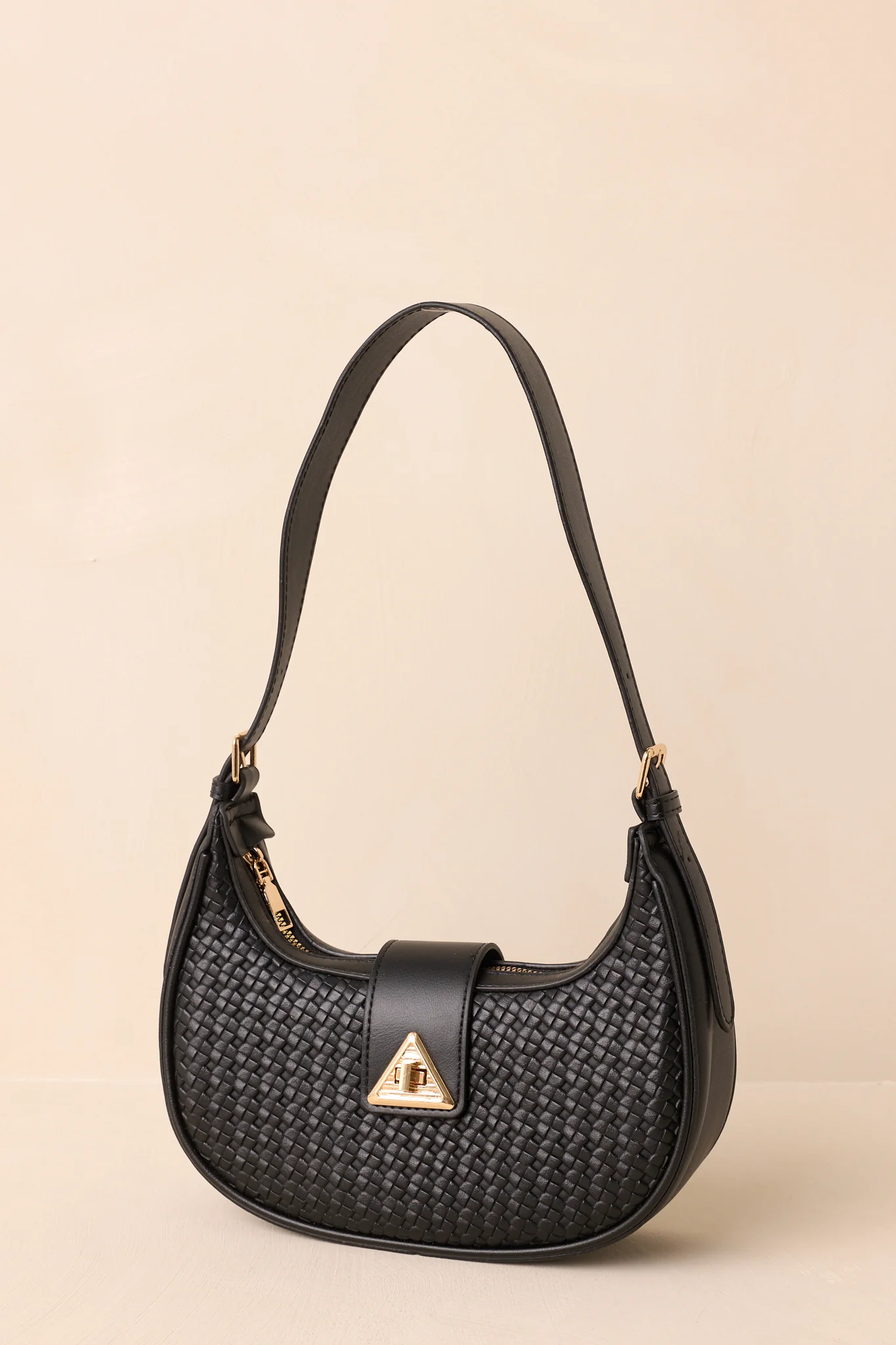 Trust Me On This One Black Woven Faux Leather Handbag