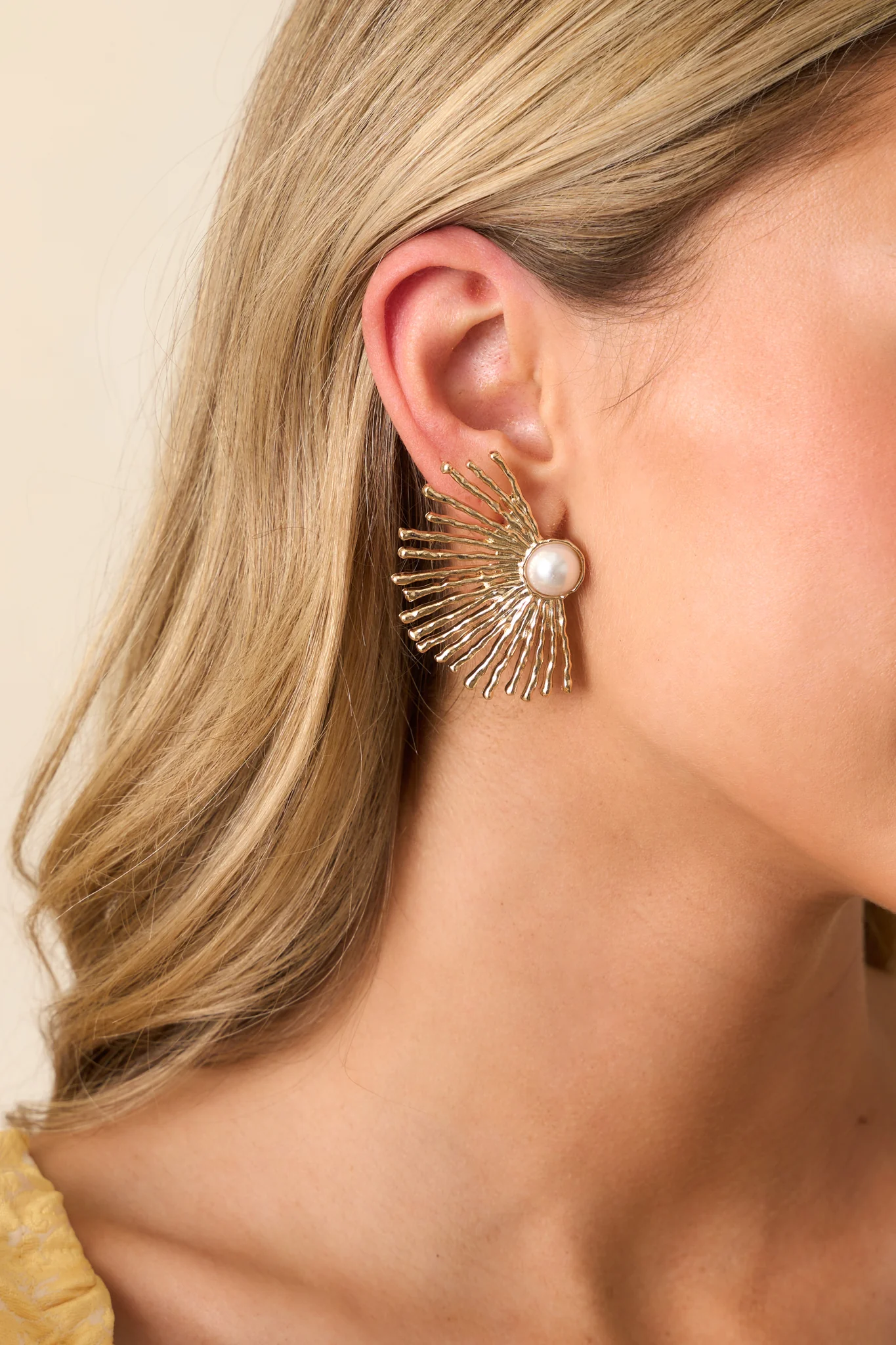 Gold Textured Statement Earrings