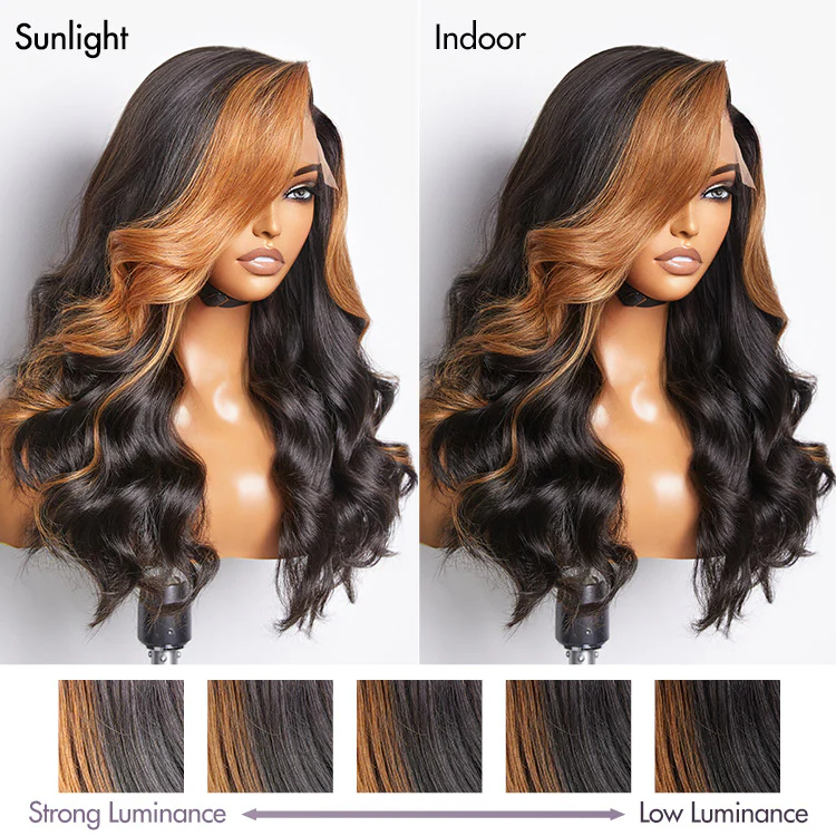 Copper Highlights Loose Body Wave Glueless 5x5 Closure Lace Wig Face-Framing - US Only