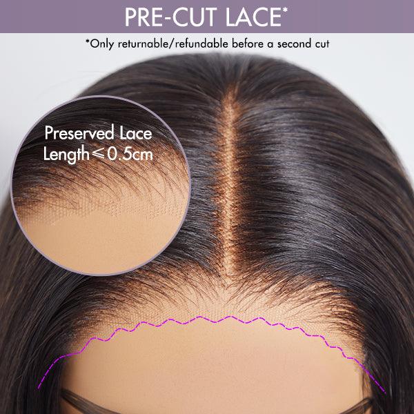 Natural Black Elegant Loose Wave 4x4 Closure Lace Glueless C Part Short Wig 100% Human Hair  - US Only