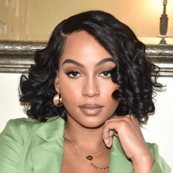 Natural Black Elegant Loose Wave 4x4 Closure Lace Glueless C Part Short Wig 100% Human Hair  - US Only