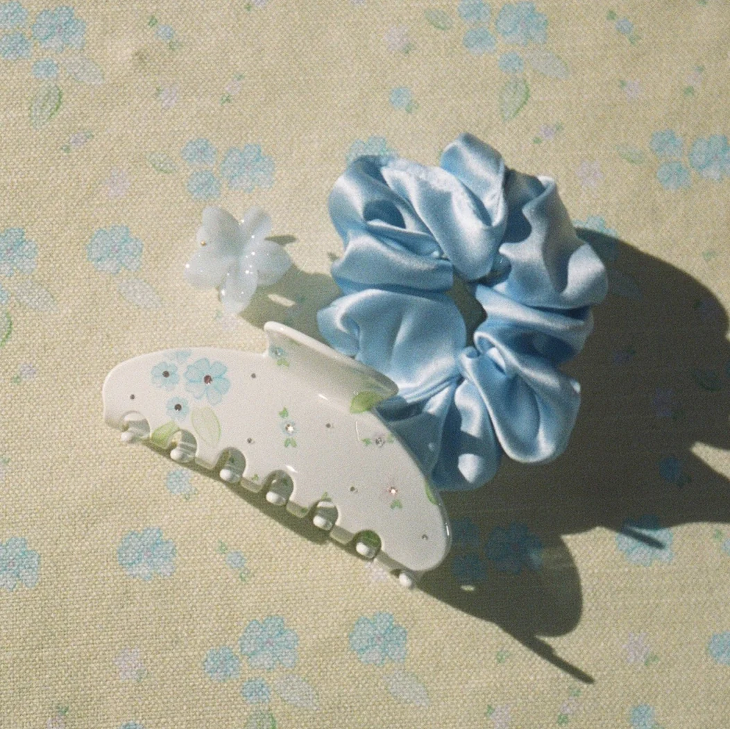 Sweet Dreams Silk Scrunchie in Sky Blue