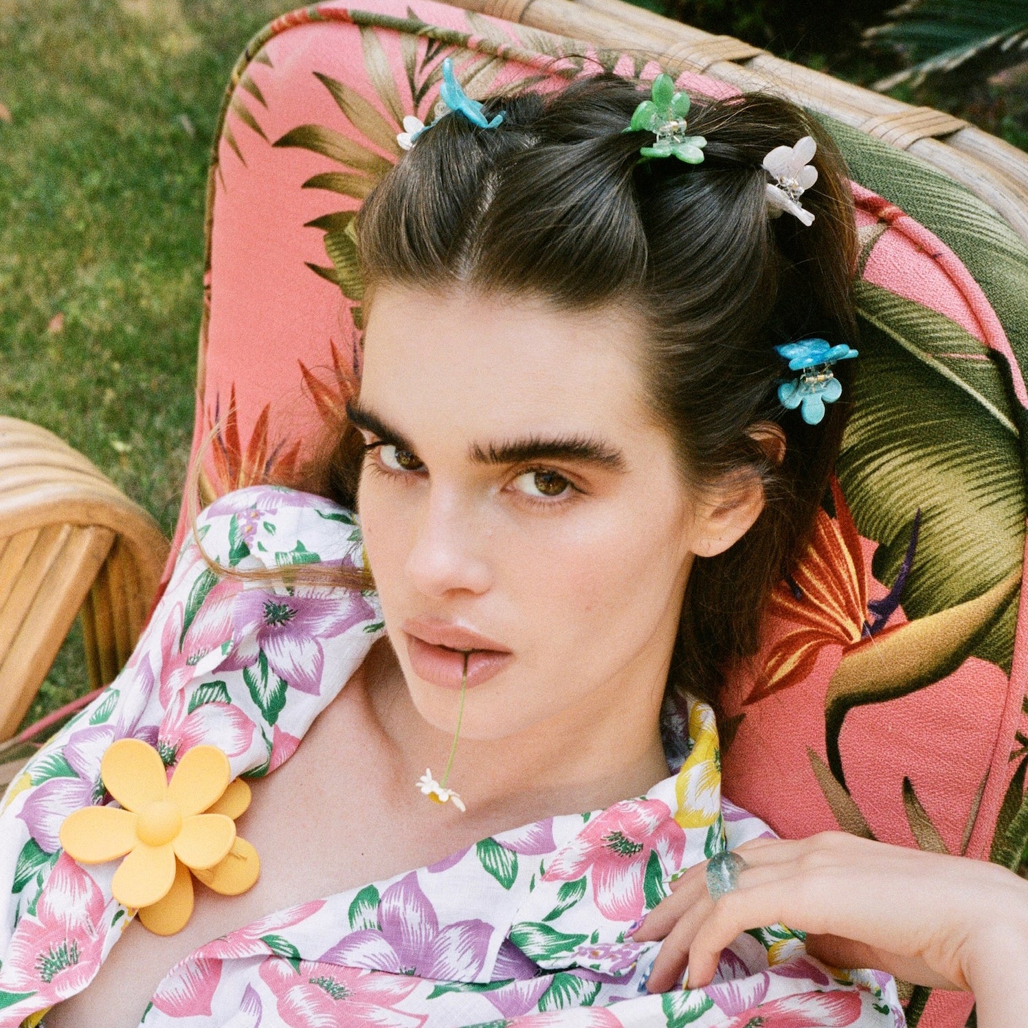 Baby Daisy Clip Set in Lychee