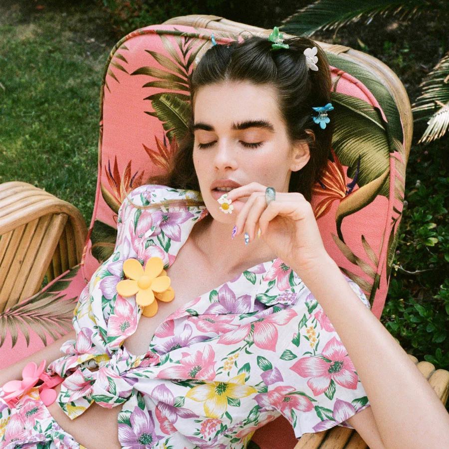 Baby Daisy Clip Set in Lychee