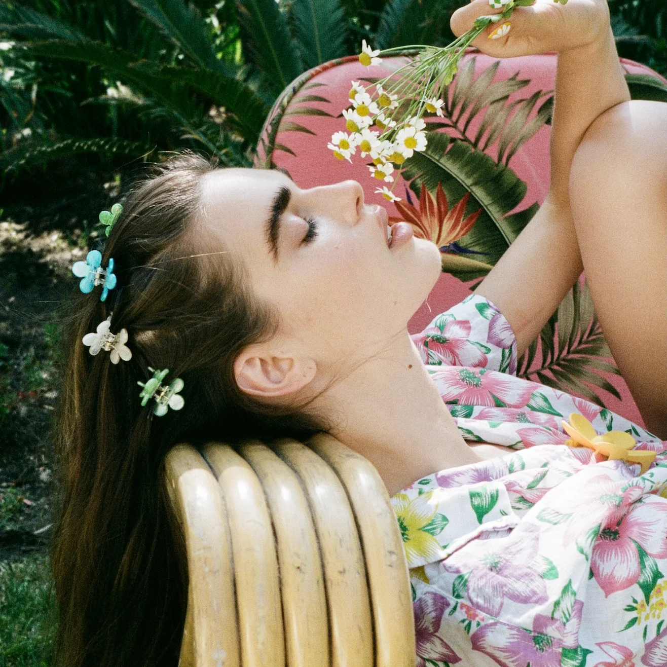 Baby Daisy Clip Set in Aqua