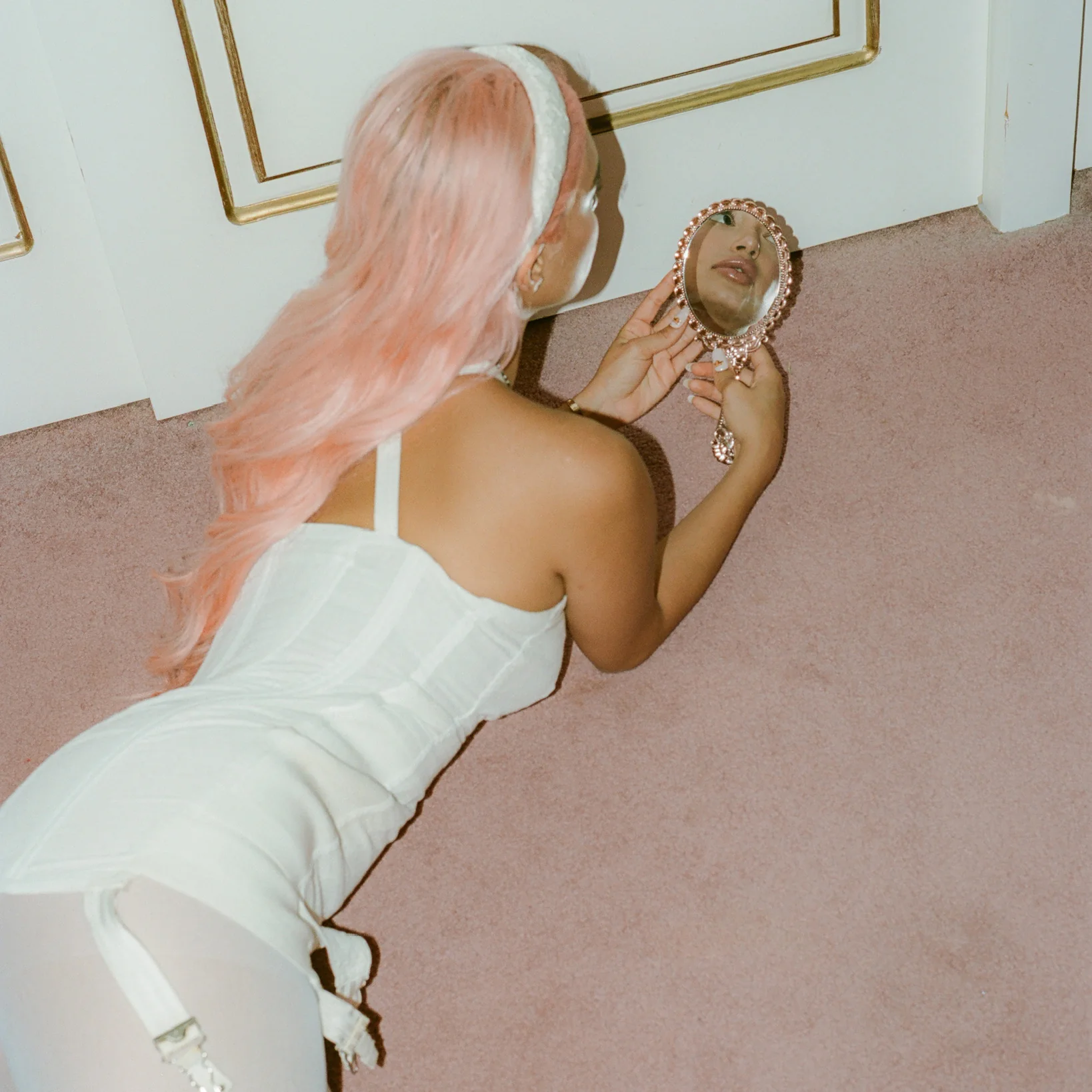 Halo Headband in White Embroidery