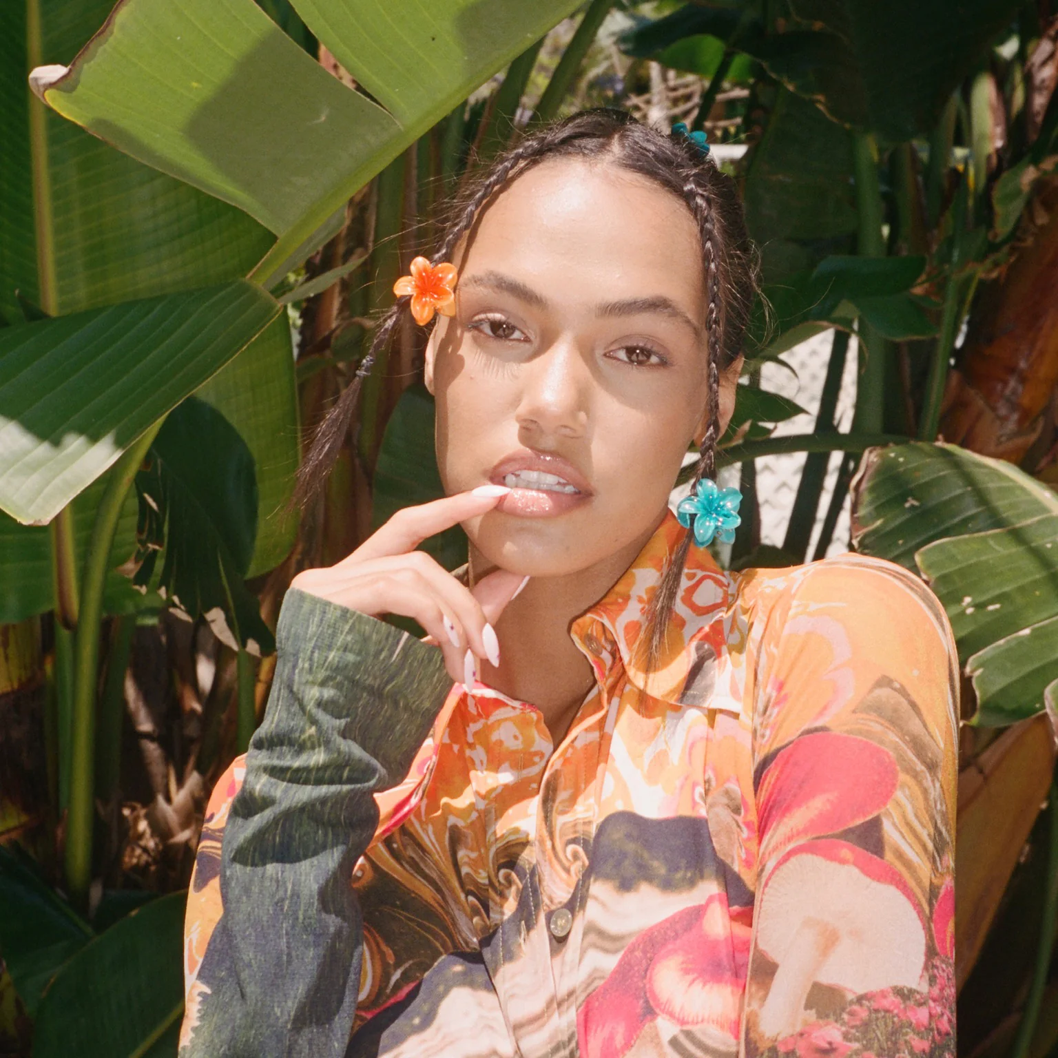 Baby Super Bloom Clip Set in Mango