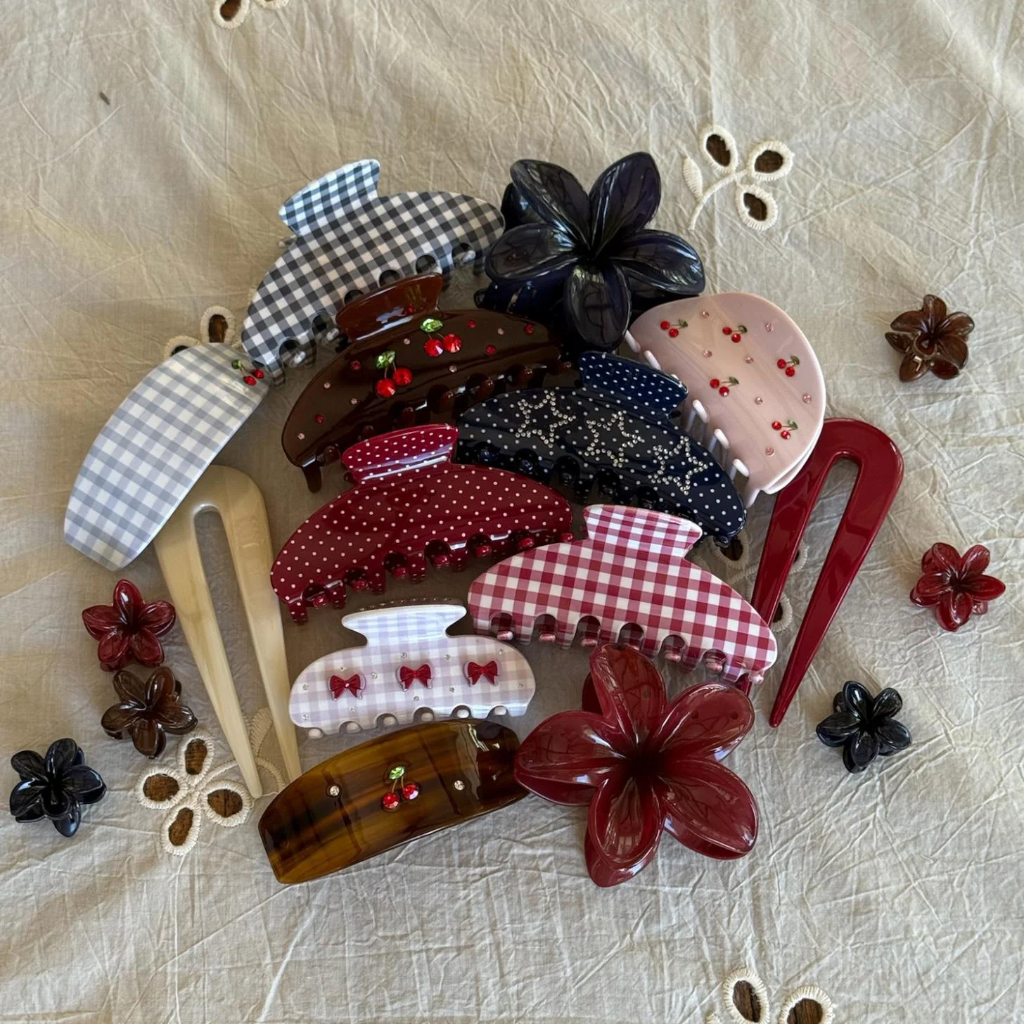 Big Effing Clip in Cherry Gingham