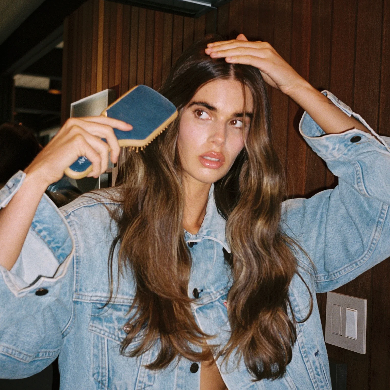 Bamboo Paddle Brush in Space Cowboy