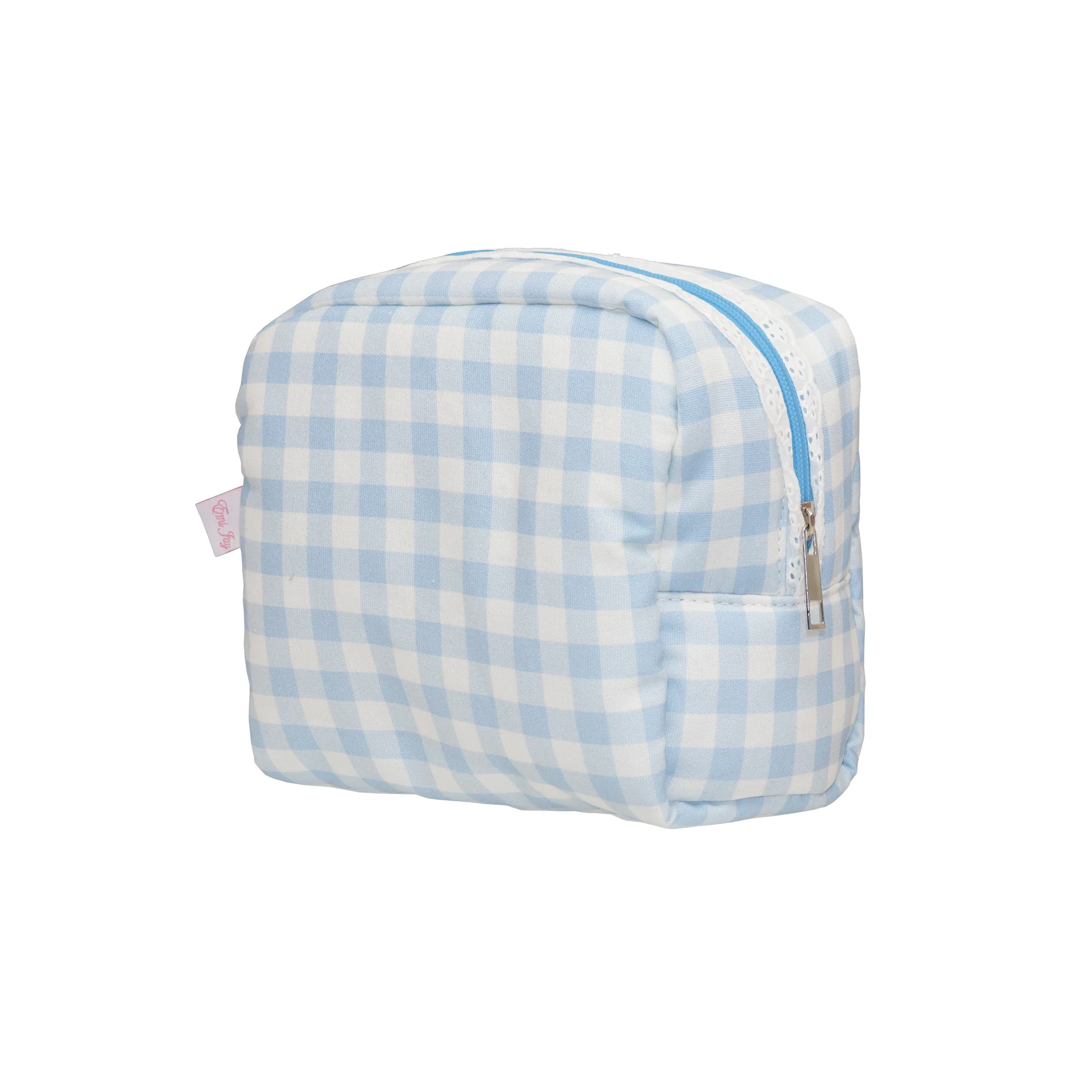 Gingham Pouch in Powder Blue
