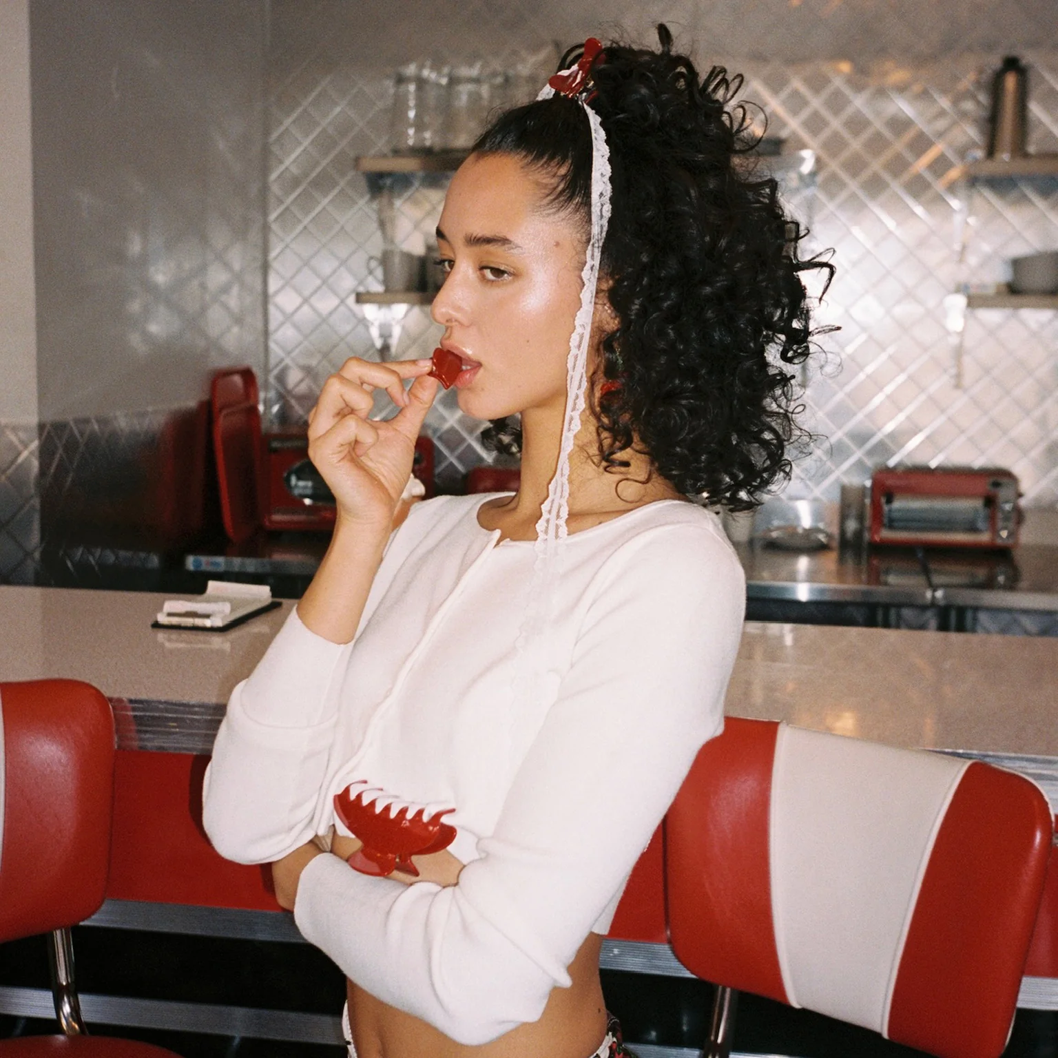 Baby Heart Clip Set in Cherry Kiss