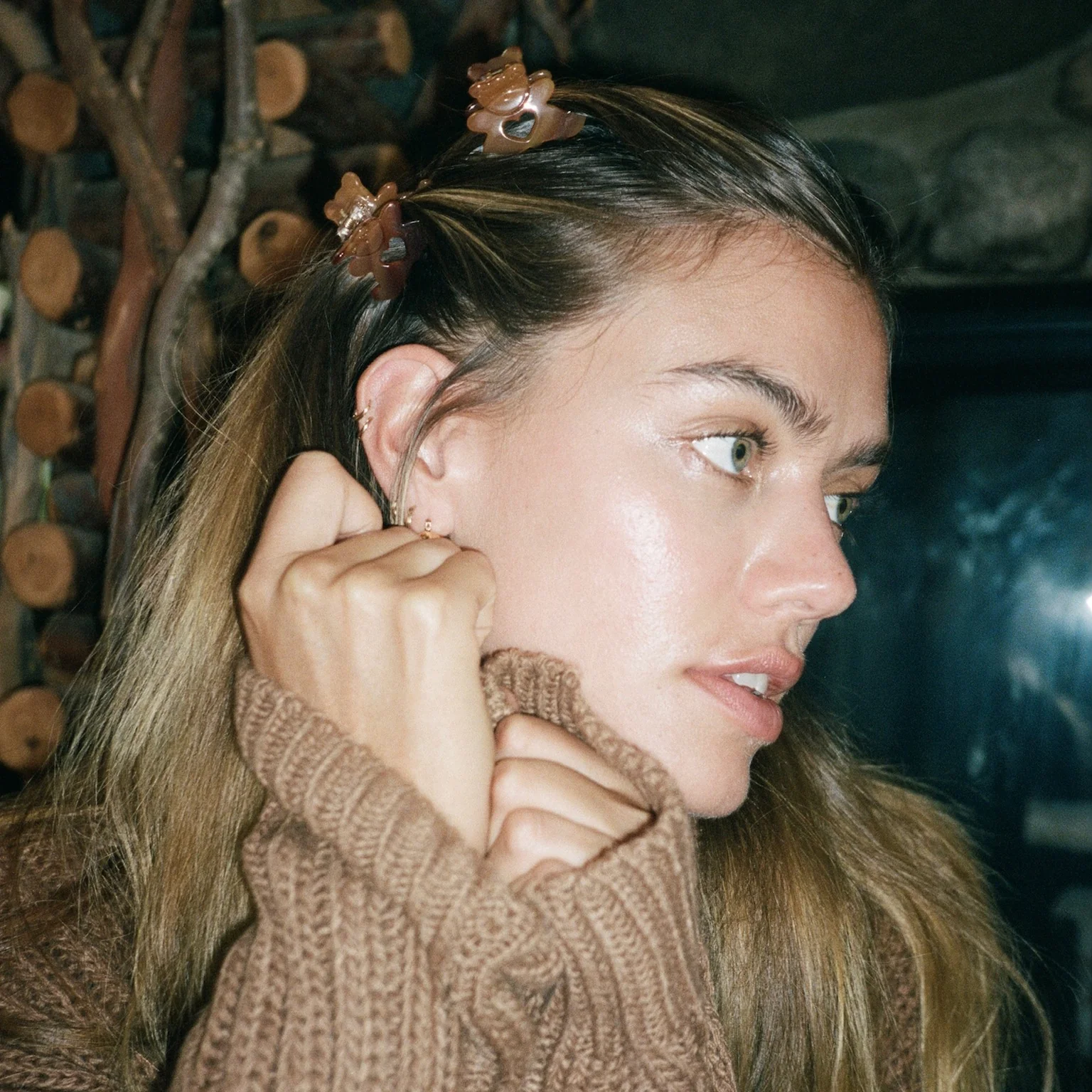 Teddy Bear Clip Set in Amber